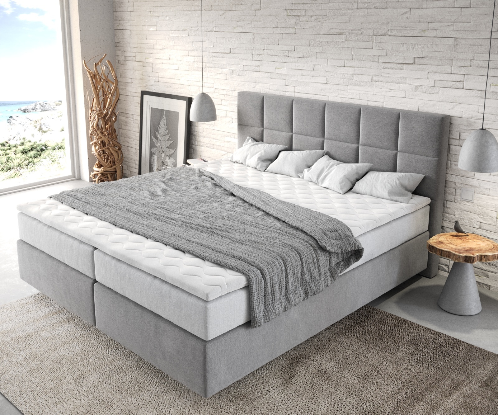 Boxspringbed Dream-Fine 180x200 cm Microvezel Grijs met TFK Matras en Visco Topper 3 Boxspringbed Dream-Fine 180x200 cm Microvezel Grijs met TFK Matras en Visco Topper 3