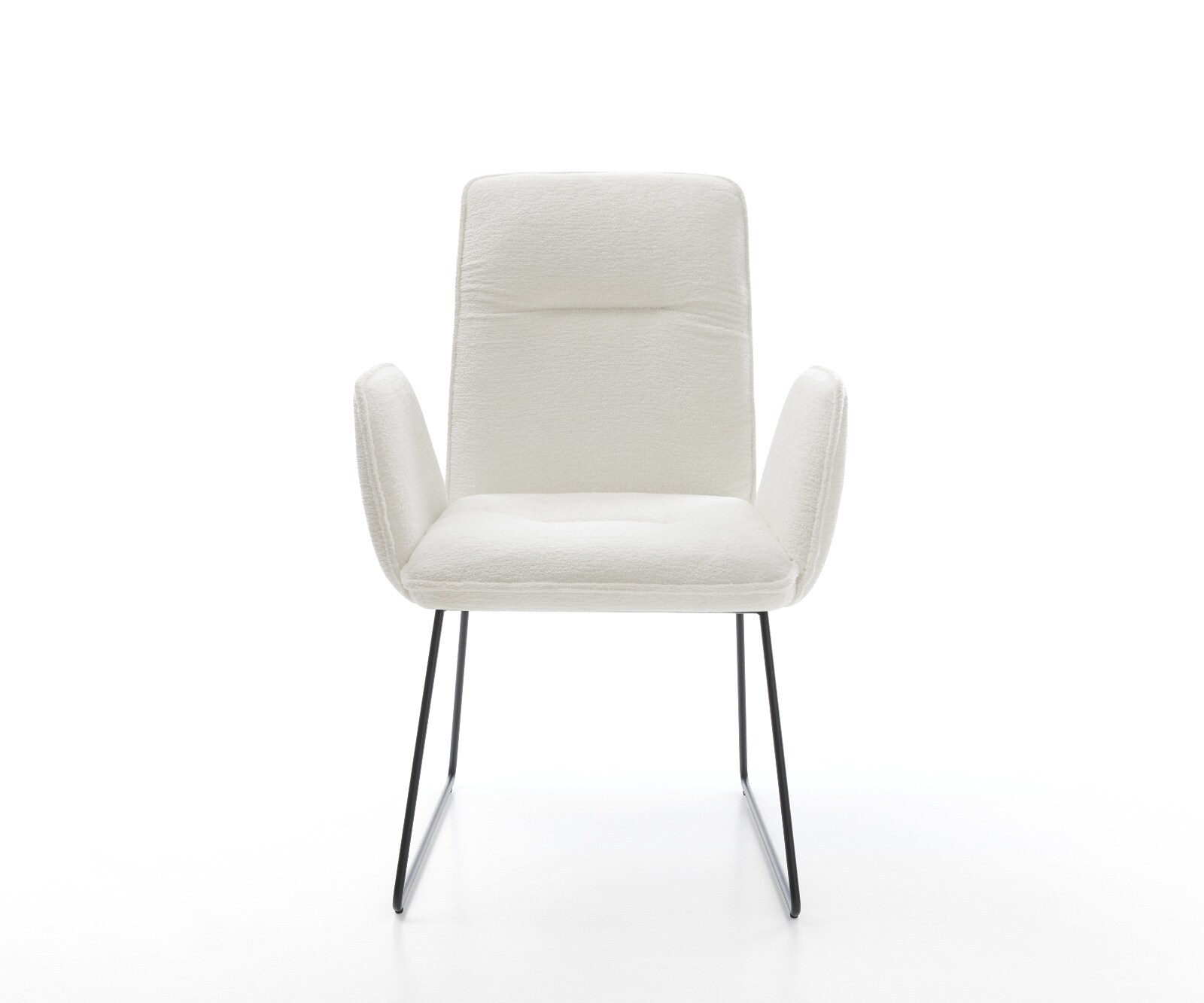 Eetkamerstoel Vinja-Flex bouclé zacht beige slipframe zwart 2