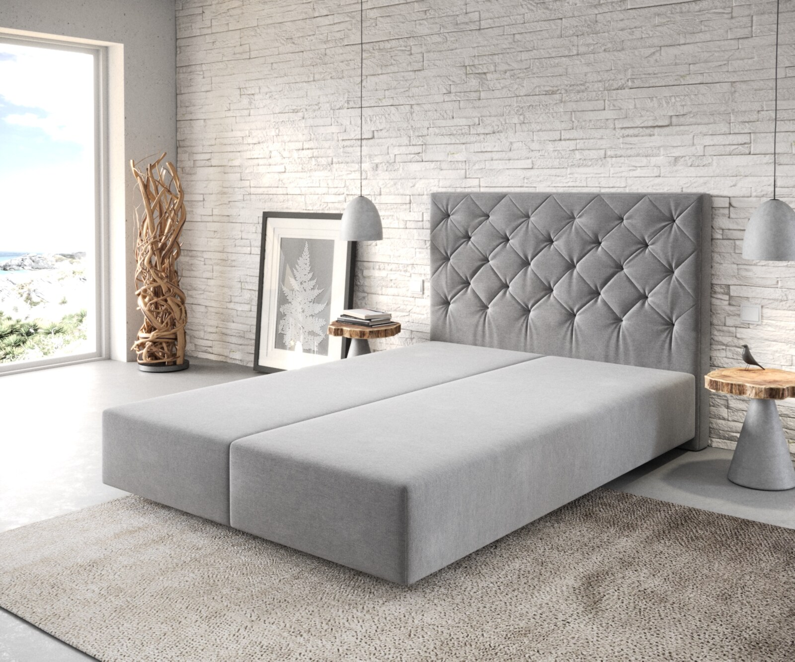 Boxspring-frame Dream-Great 140x200 microvezel grijs