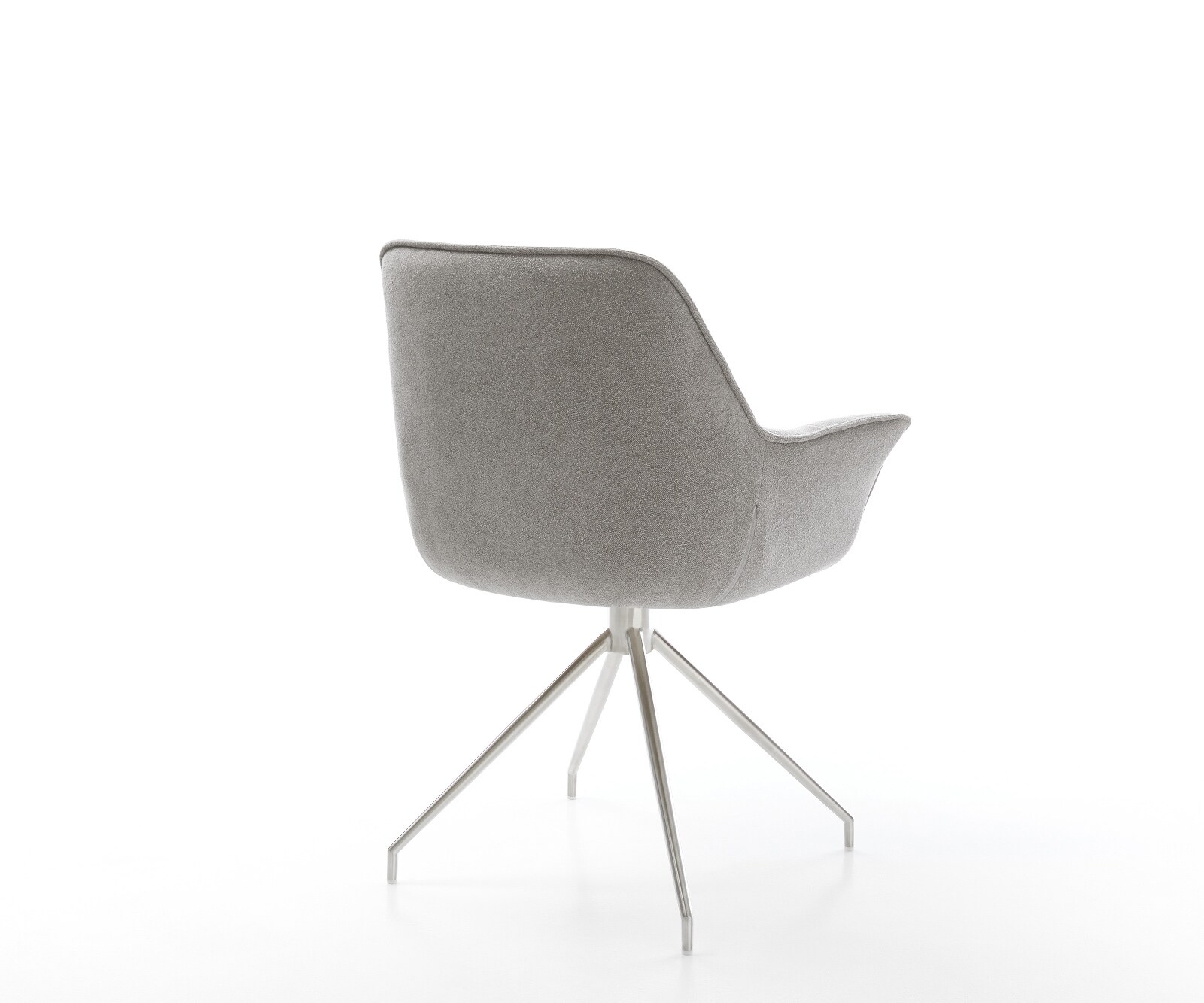 Eetkamerstoel Kaira-Flex zachte stof met structuur grijs kruisframe conisch roestvrij staal 5