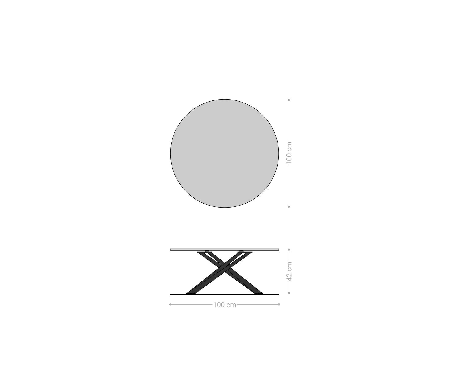 Salontafel Edge rond 100x100 cm keramiek Laminam® Emperador Extra Lucidato donkerbruin Sarity geborsteld roestvrij staal 6