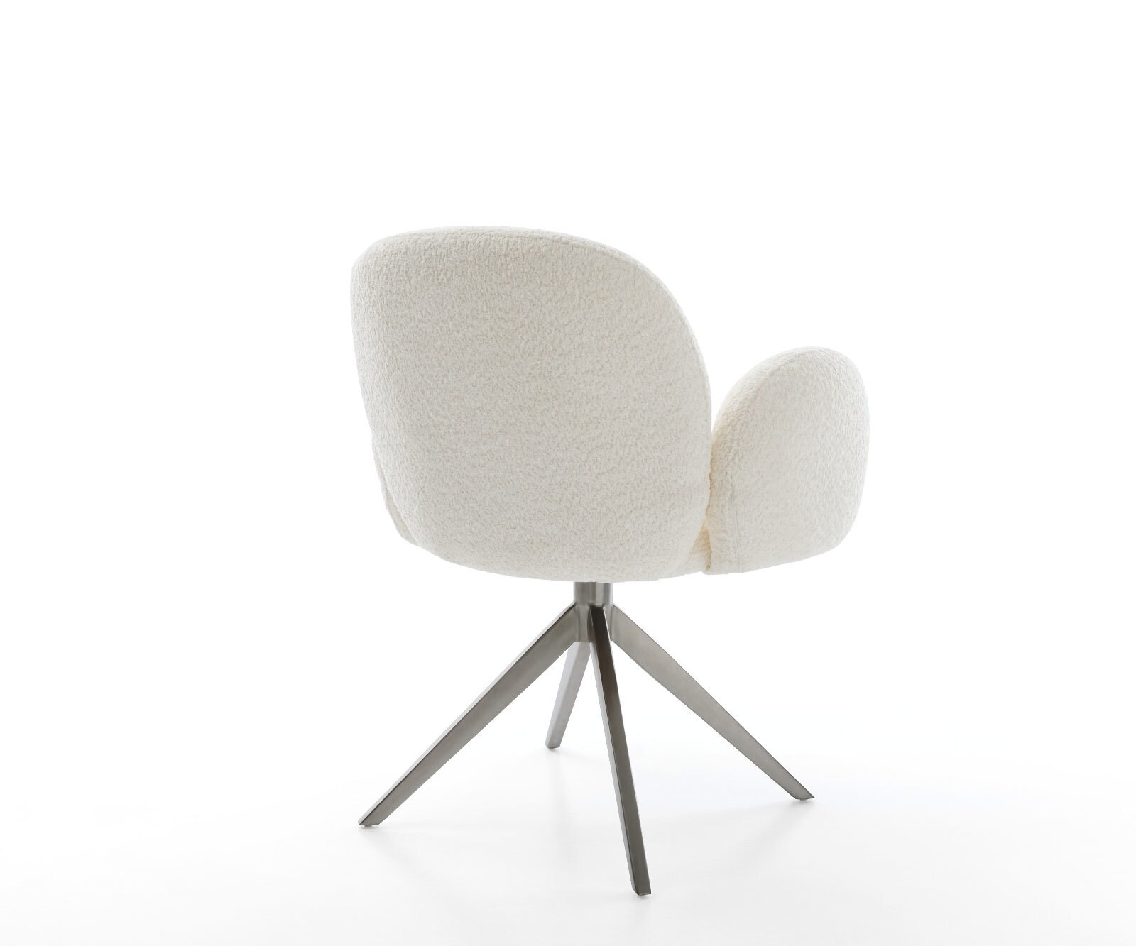 Draaistoel Nube-Flex met armleuning bouclé wit kruisframe breed grafiet 360° draaibaar rocker-functie pocketveer kern 4