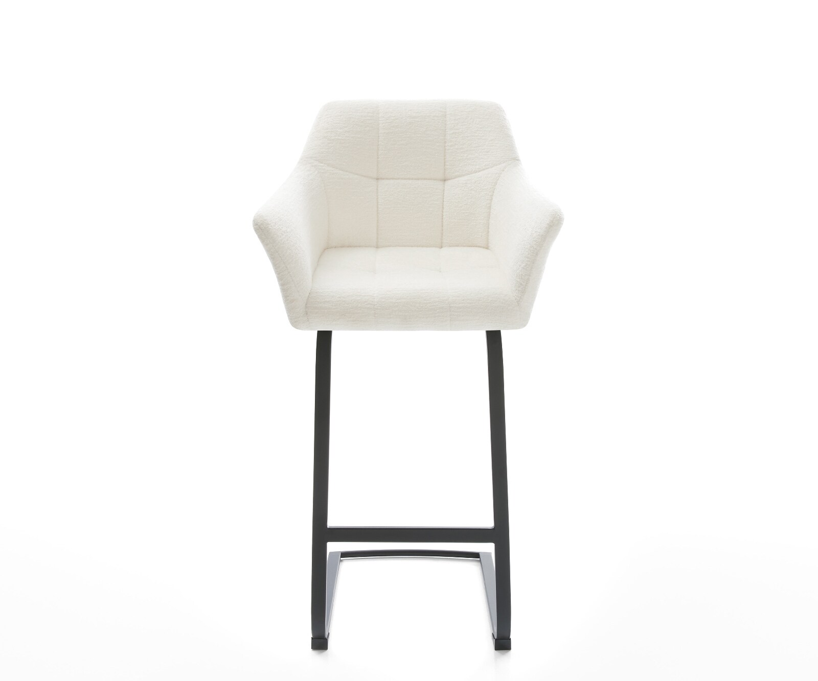 Barstoel Yulo-Flex Bouclé zacht Beige Vrijkantelframe plat metaal Zwart 1