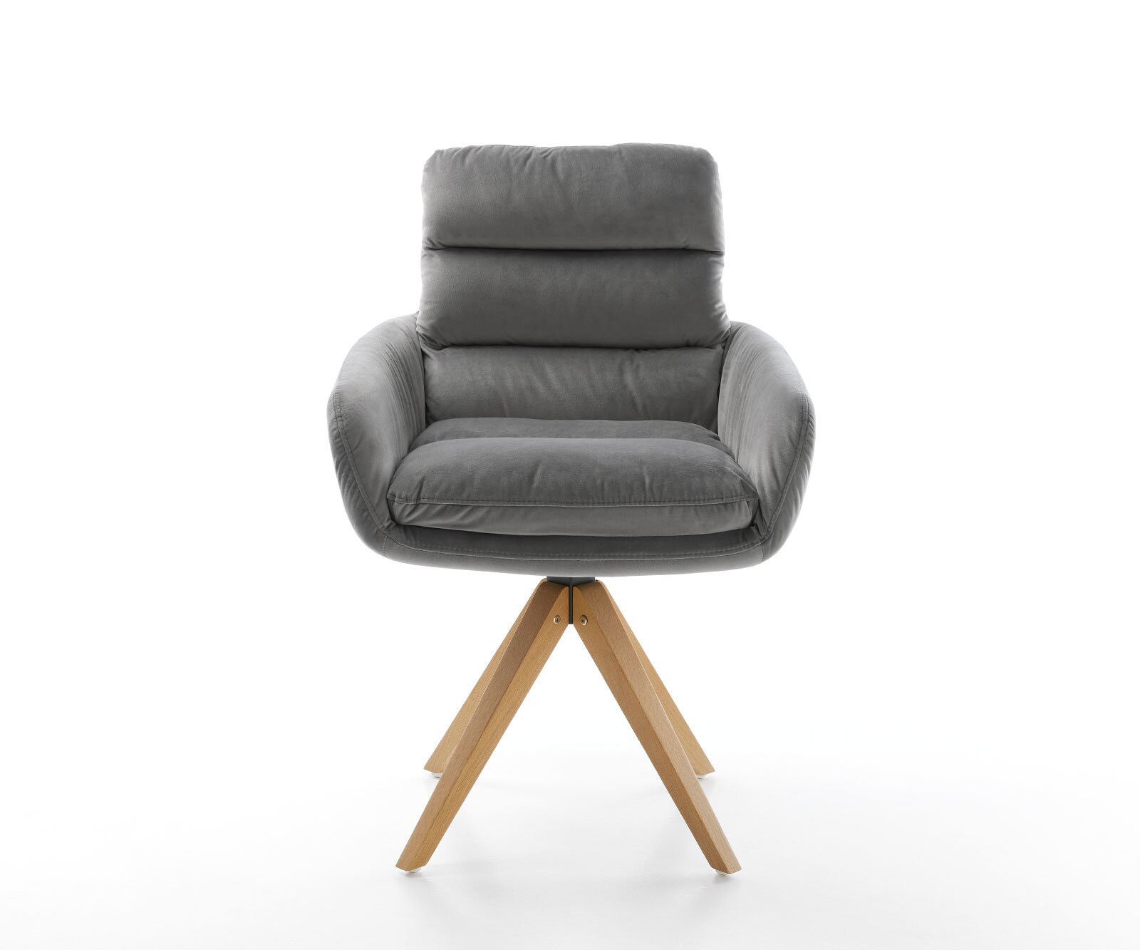 Eetkamerstoel Abelia-Flex met armleuning fluweel grijs houten frame hoekig natuur 1 Eetkamerstoel Abelia-Flex met armleuning fluweel grijs houten frame hoekig natuur 1