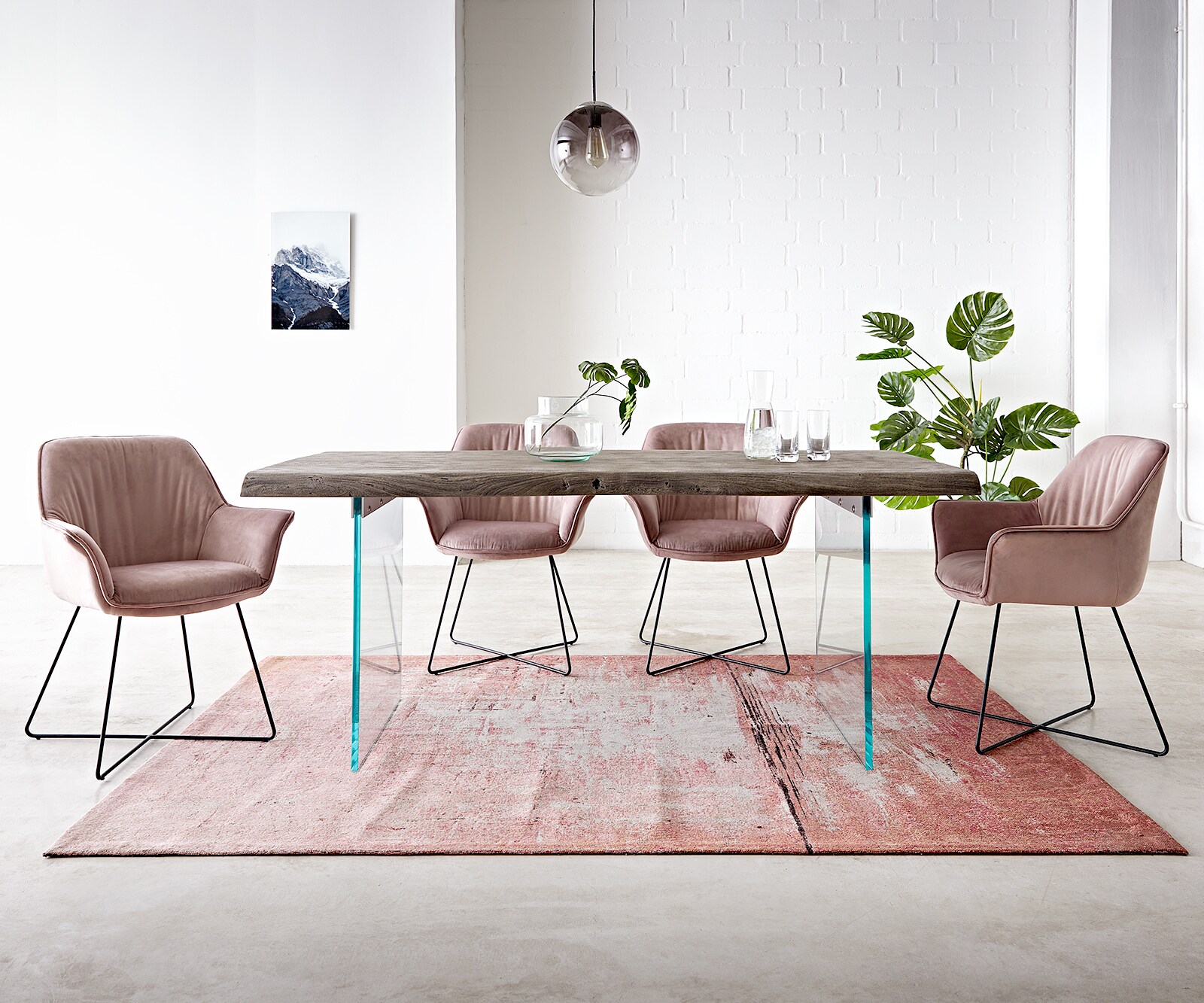 Eettafel Edge 200x100 XL acacia platina verre Live-Edge 2