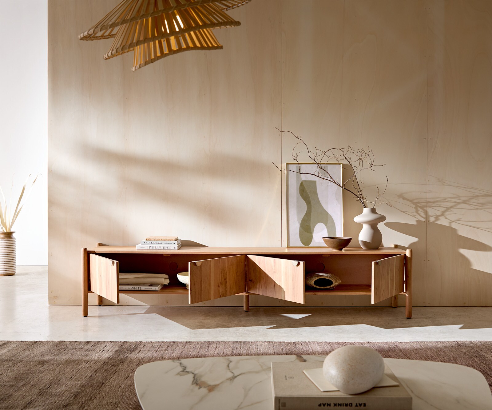 Tv-meubel Caius 220 cm acacia aura 4 deuren 4