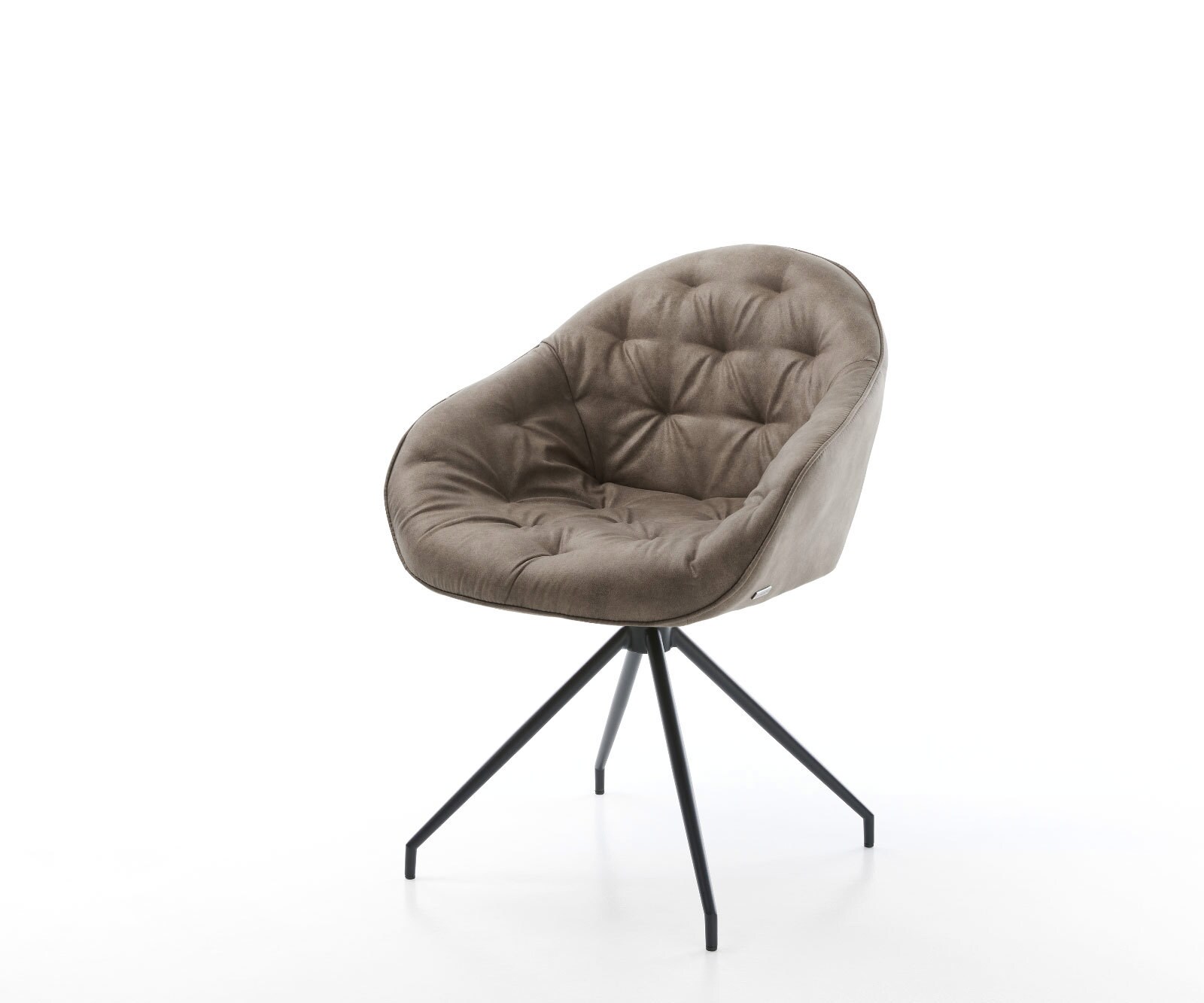 Eetkamerstoel Gaio-Flex microvelours taupe vintage kruisframe conisch zwart