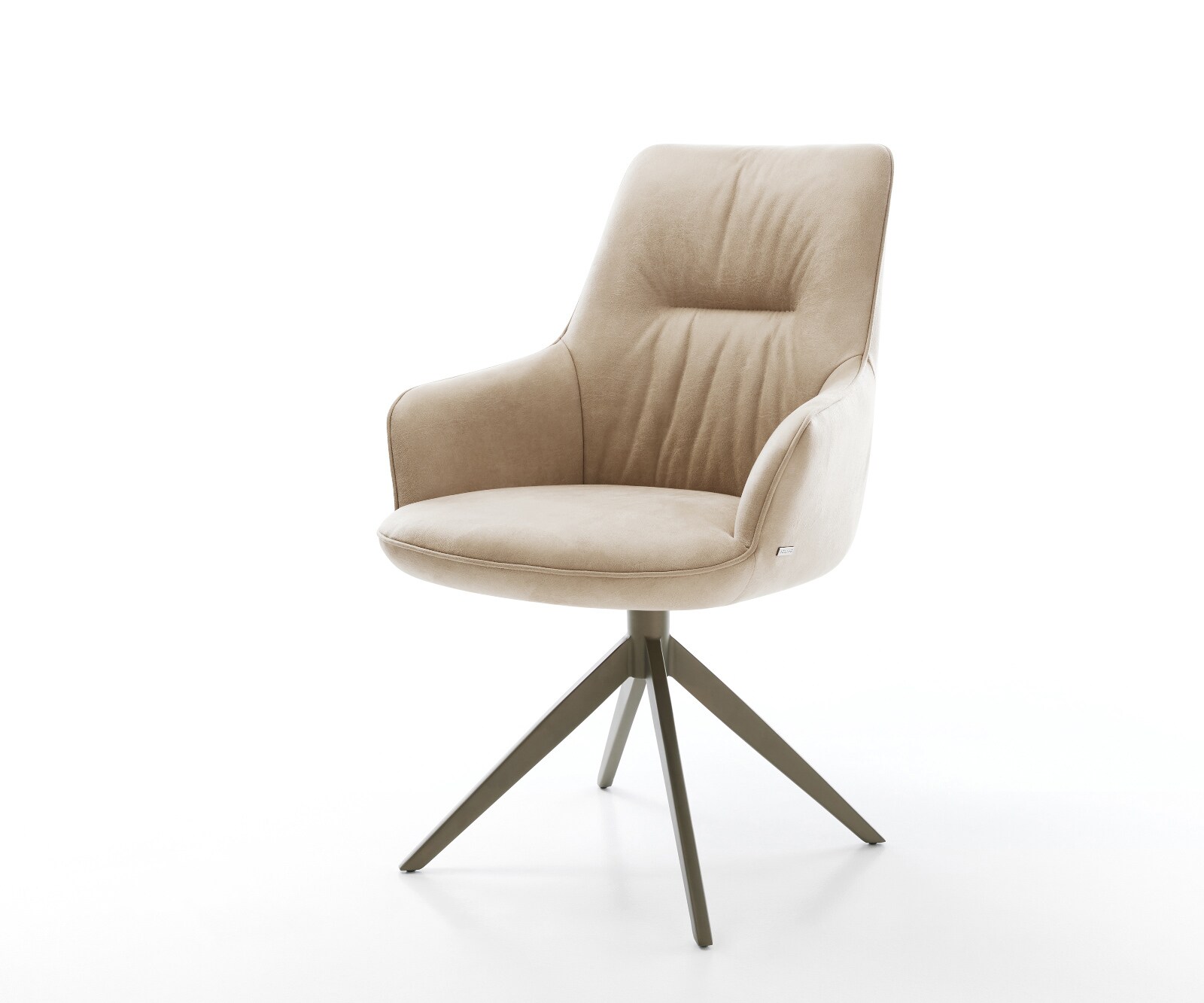 Draaistoel Zelia-Flex met armleuning microvelours beige vintage kruisframe breed afwerking met titanium 360° draaibaar rocker-functie pocketveer kern 1
