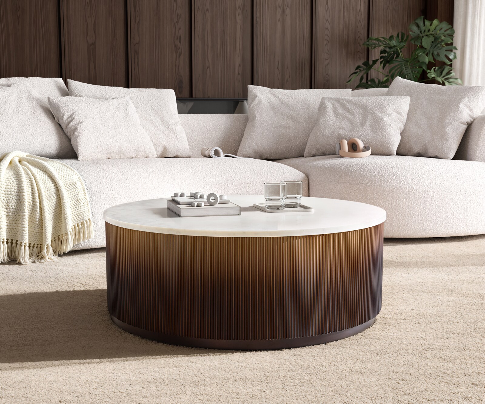 Salontafel Fiorano 90x90 cm marmer wit metaal goud fusion afwerking 3
