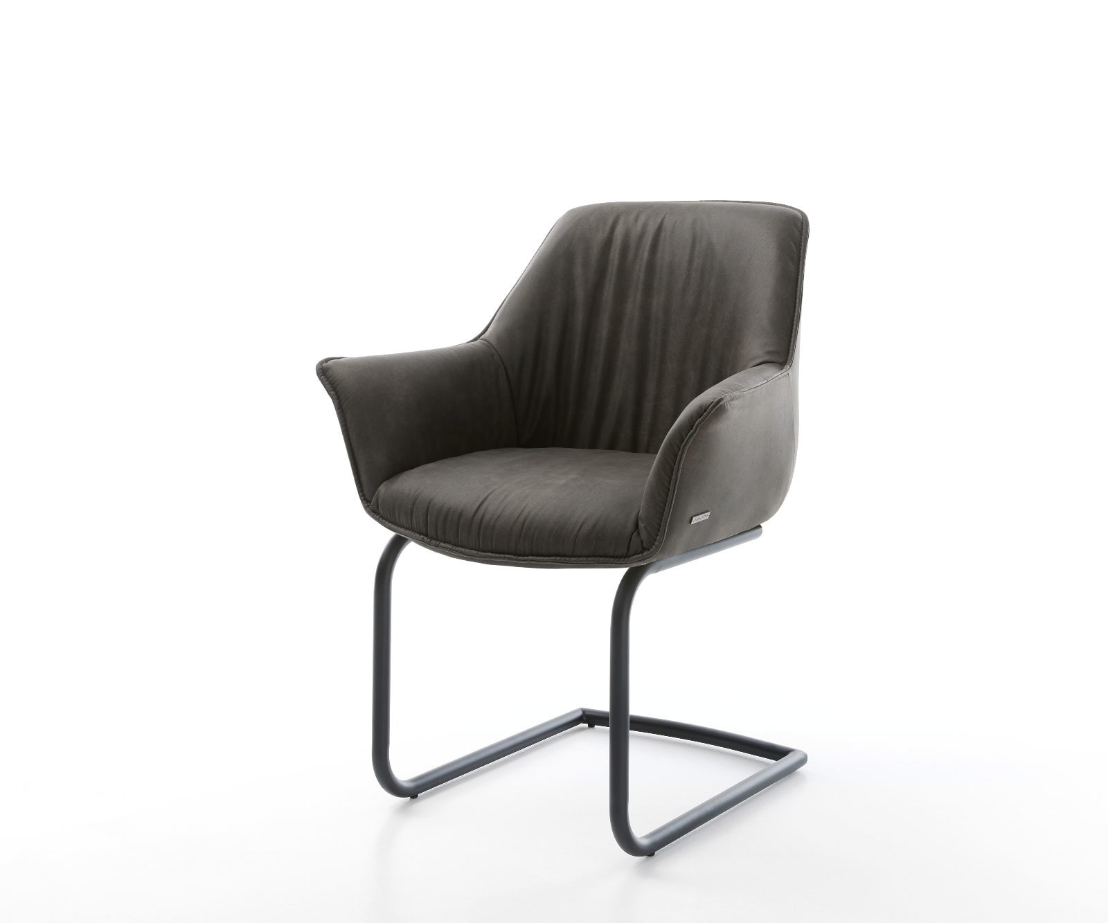 Sledemodel Keila-Flex met armleuning microvelours antraciet vintage sledemodel rond zwart Sledemodel Keila-Flex met armleuning microvelours antraciet vintage sledemodel rond zwart