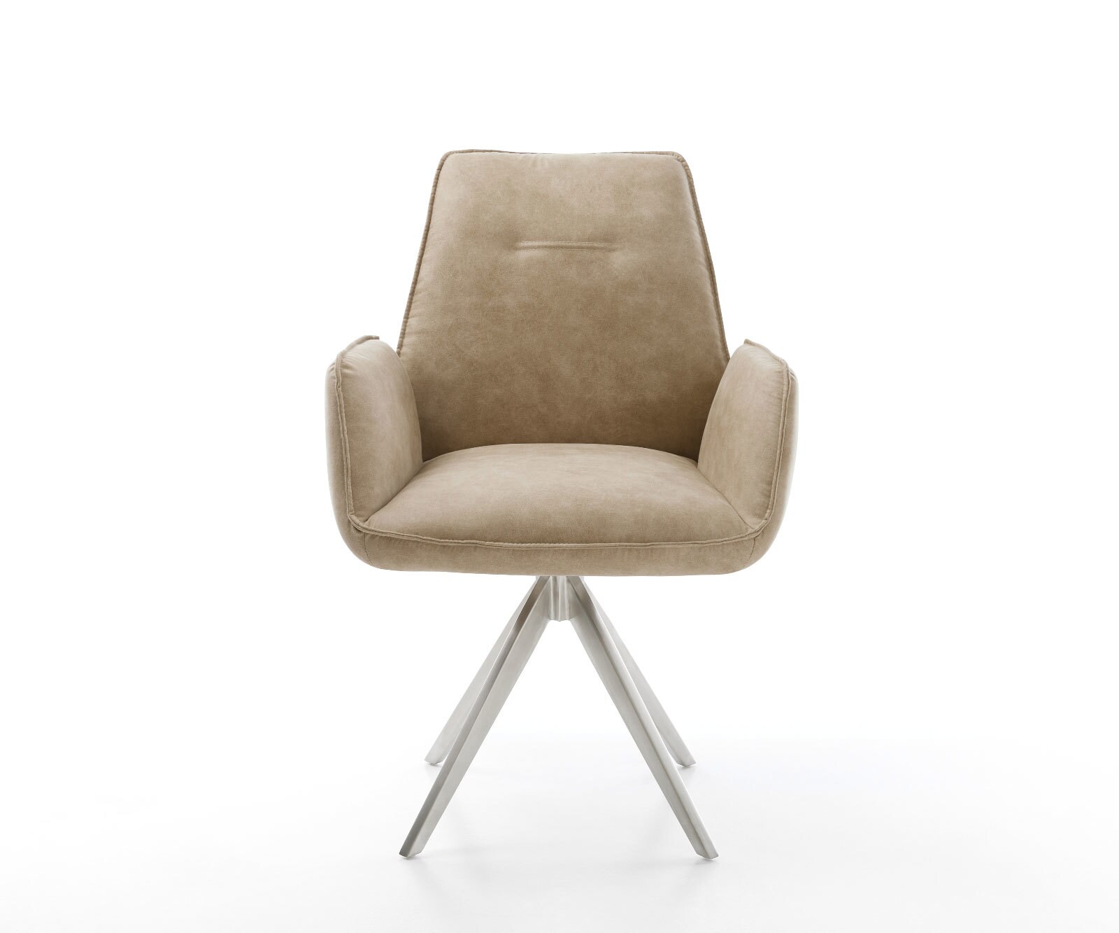 Eetkamerstoel Zoa-Flex microvelours beige vintage kruisframe hoekig roestvrij staal pocketveer kern 1