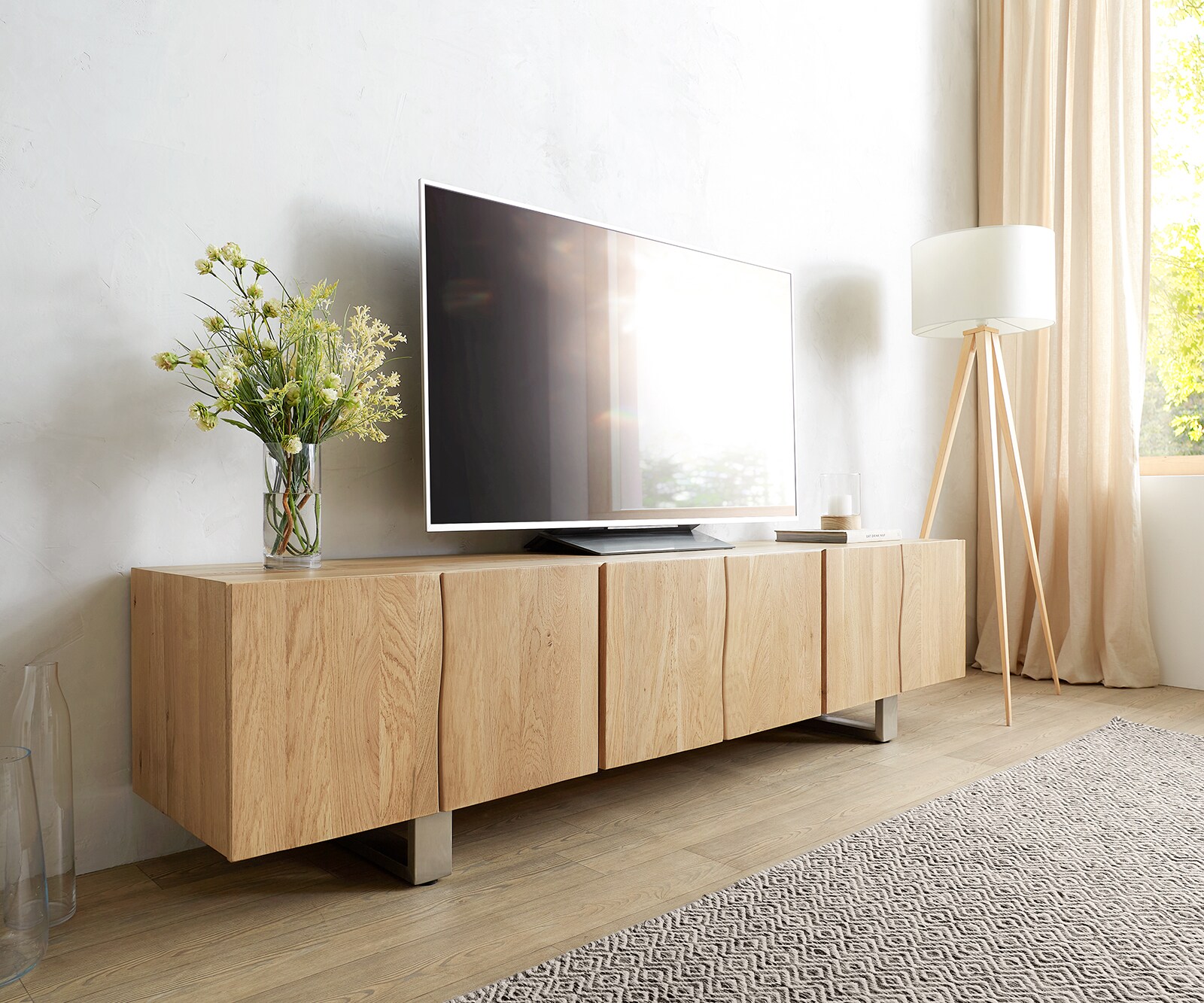  TV-tafel Live-Edge 220 cm 6 deuren boomrand Lowboard	 3