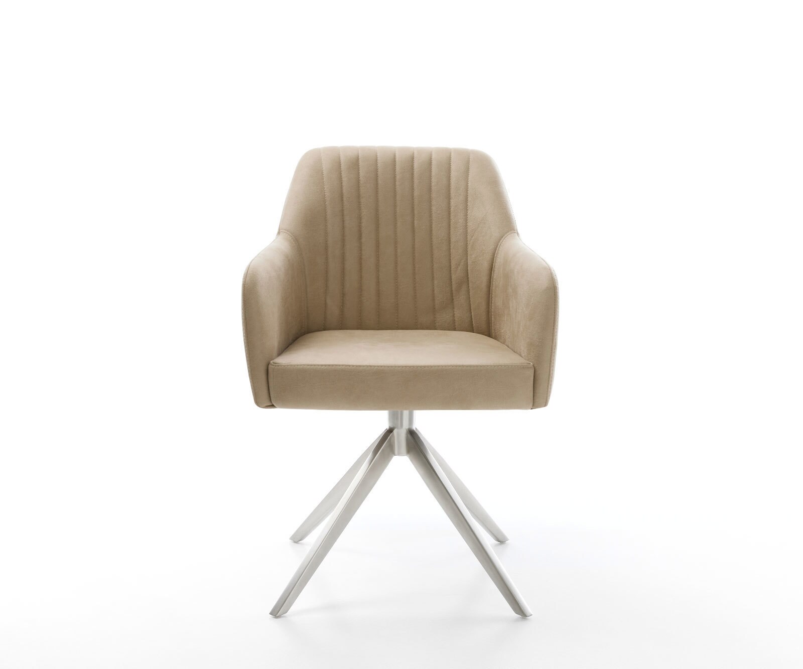 Eetkamerstoel Greg-Flex microvelours beige vintage kruisframe breed roestvrij staal pocketveer kern 2