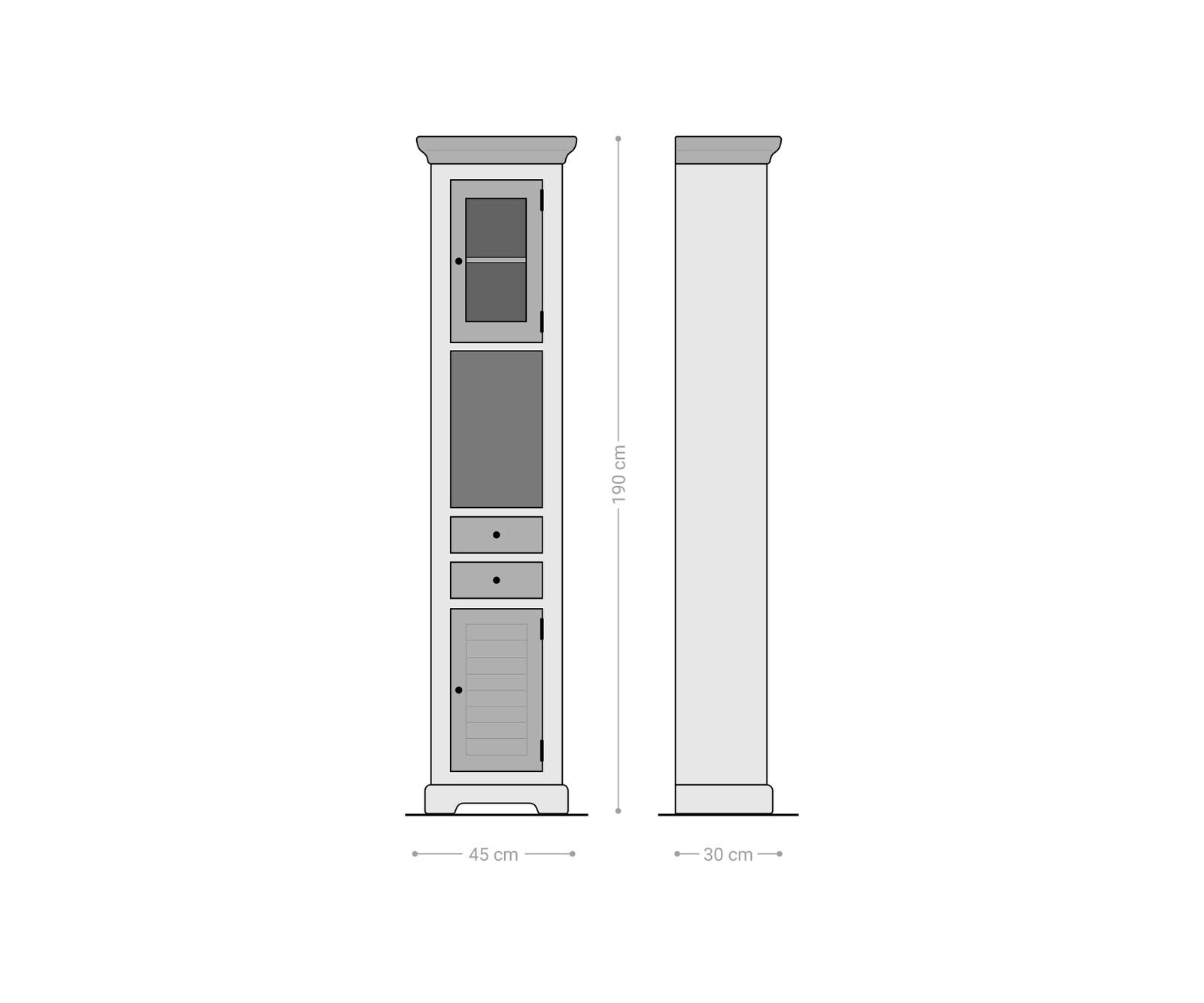 Hoge-badmeubelkast Casa 45x190 cm mango wit natuur  6 Hoge-badmeubelkast Casa 45x190 cm mango wit natuur  6