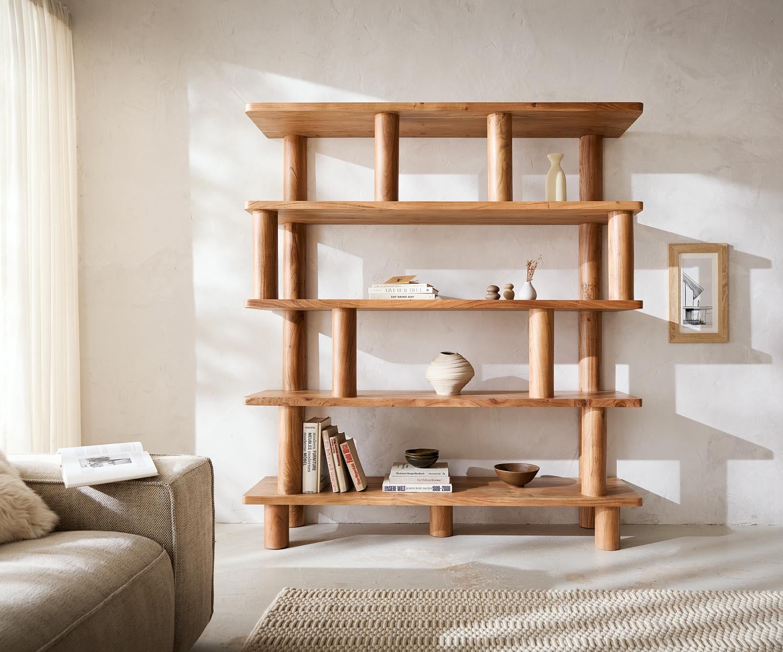 Staande kast Accra 170x190 cm Acacia Natuur 8 compartimenten 1 Staande kast Accra 170x190 cm Acacia Natuur 8 compartimenten 1