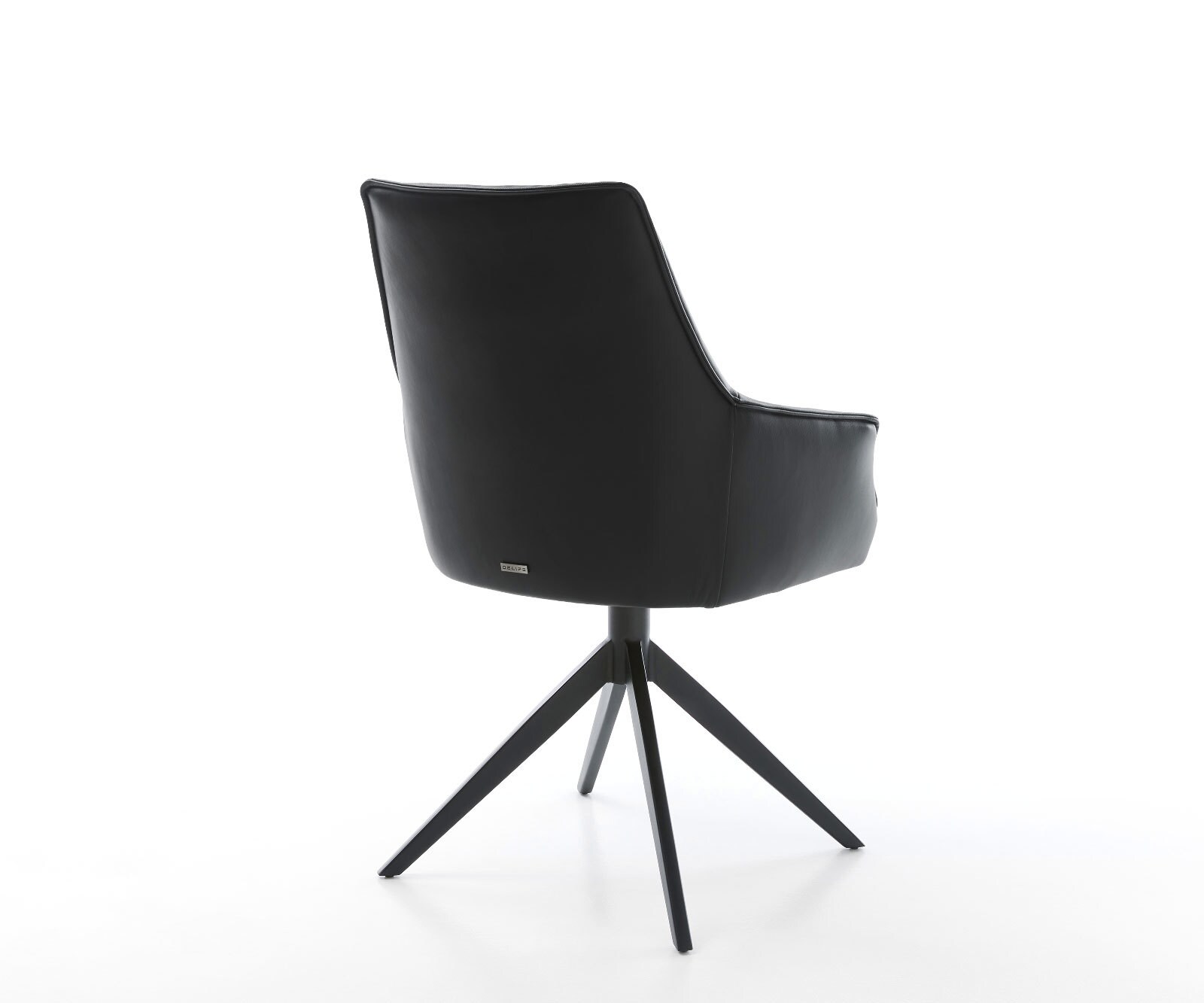 Draaistoel Alja-Flex met armleuning echt leer zwart kruisframe breed zwart 360° draaibaar rocker-functie pocketveer kern 4
