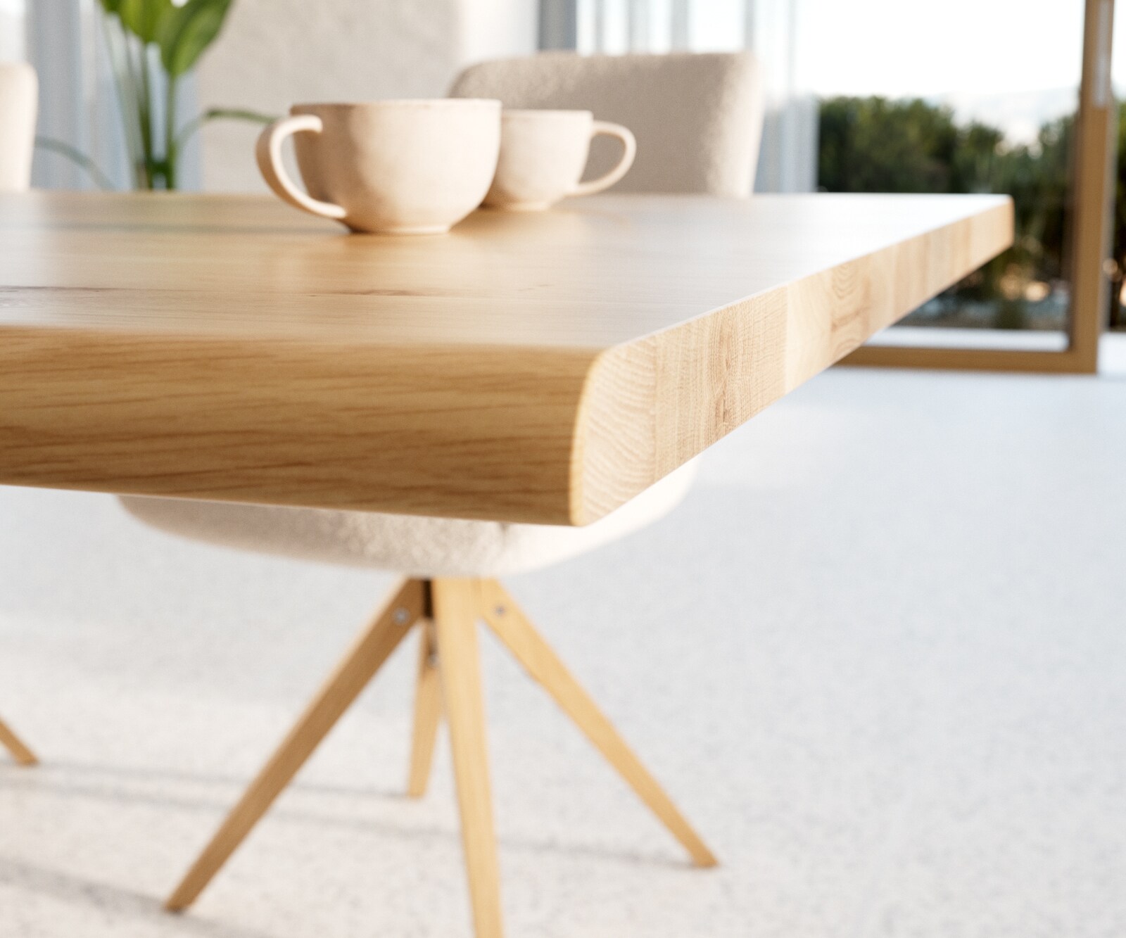 Eettafel Edge 200x100x2,5-3 eiken natuur roestvrij staal  schuin Live-Edge 4