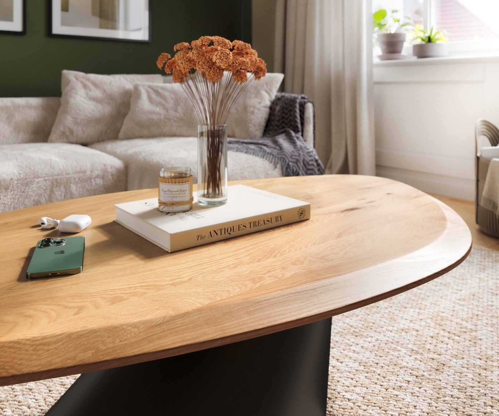 Salontafel Edge Organisch 140x76 cm Eiken naturel Flow-Edge Conis Metaal Zwart 5