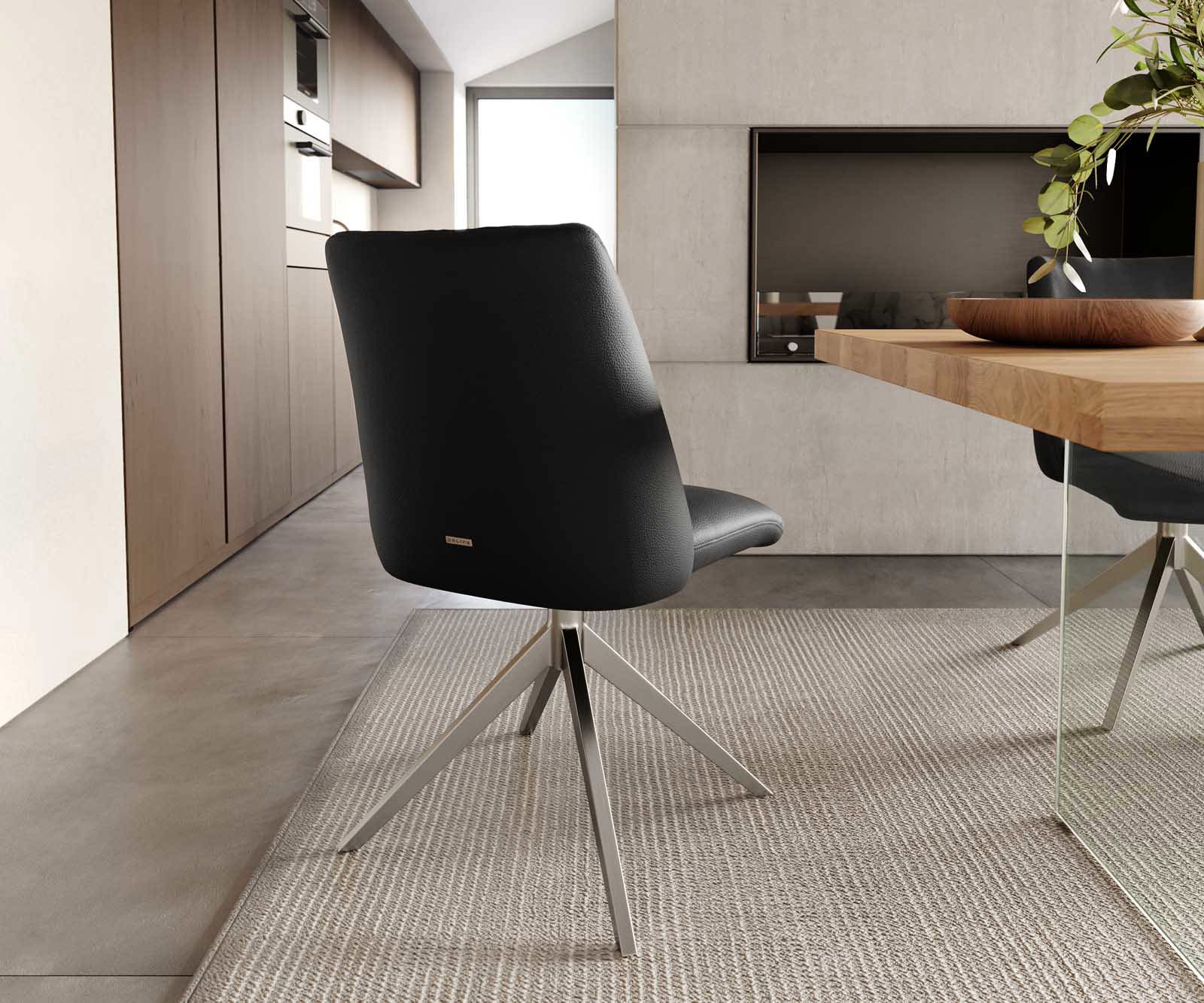 Draaistoel Elso-Flex echt leer zwart kruisframe breed roestvrij staal 360° draaibaar pocketveer kern 3 Draaistoel Elso-Flex echt leer zwart kruisframe breed roestvrij staal 360° draaibaar pocketveer kern 3