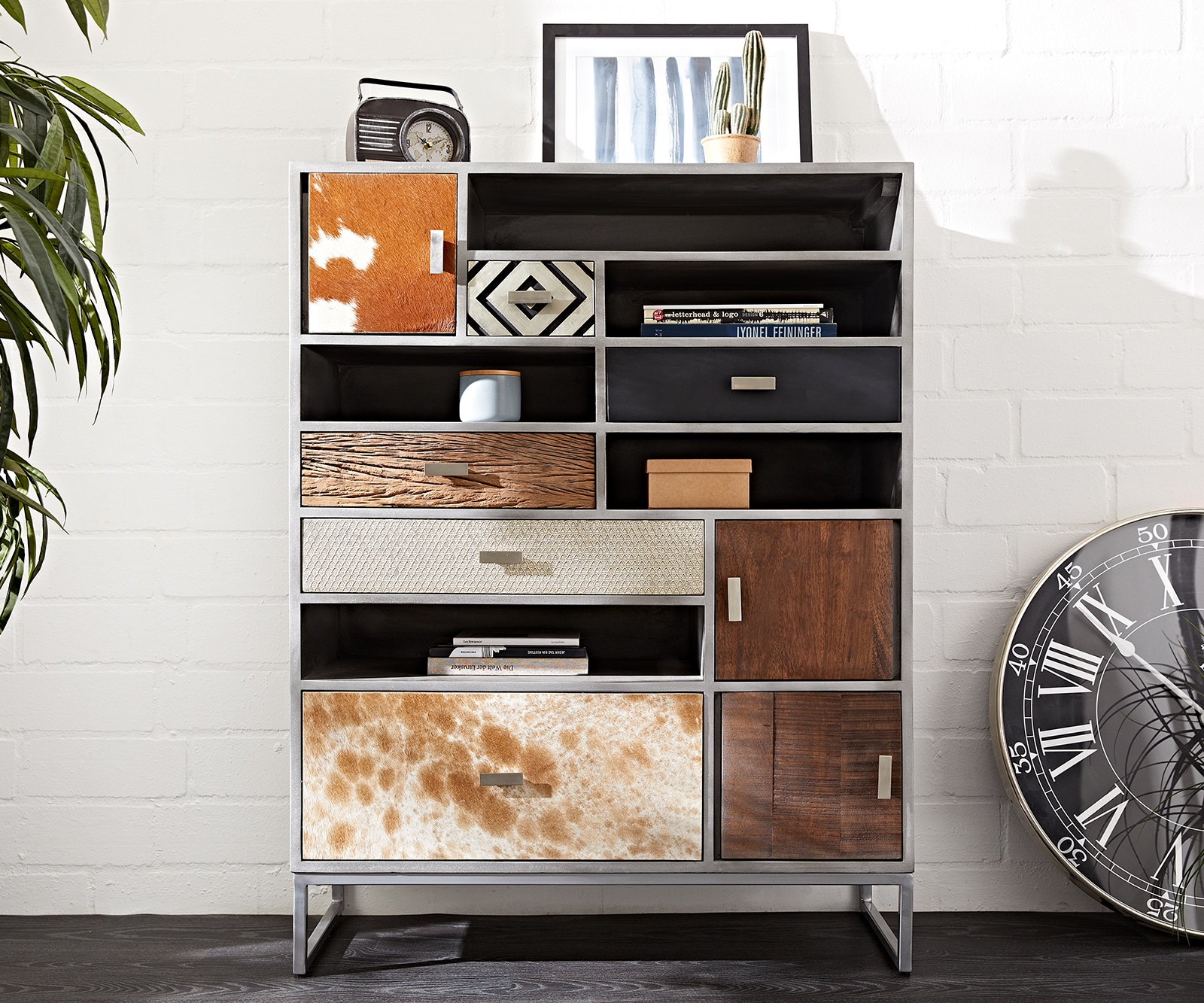 Dressoir Highboard Multi-lades 100x130 Materiaalmix Dressoir Highboard Multi-lades 100x130 Materiaalmix