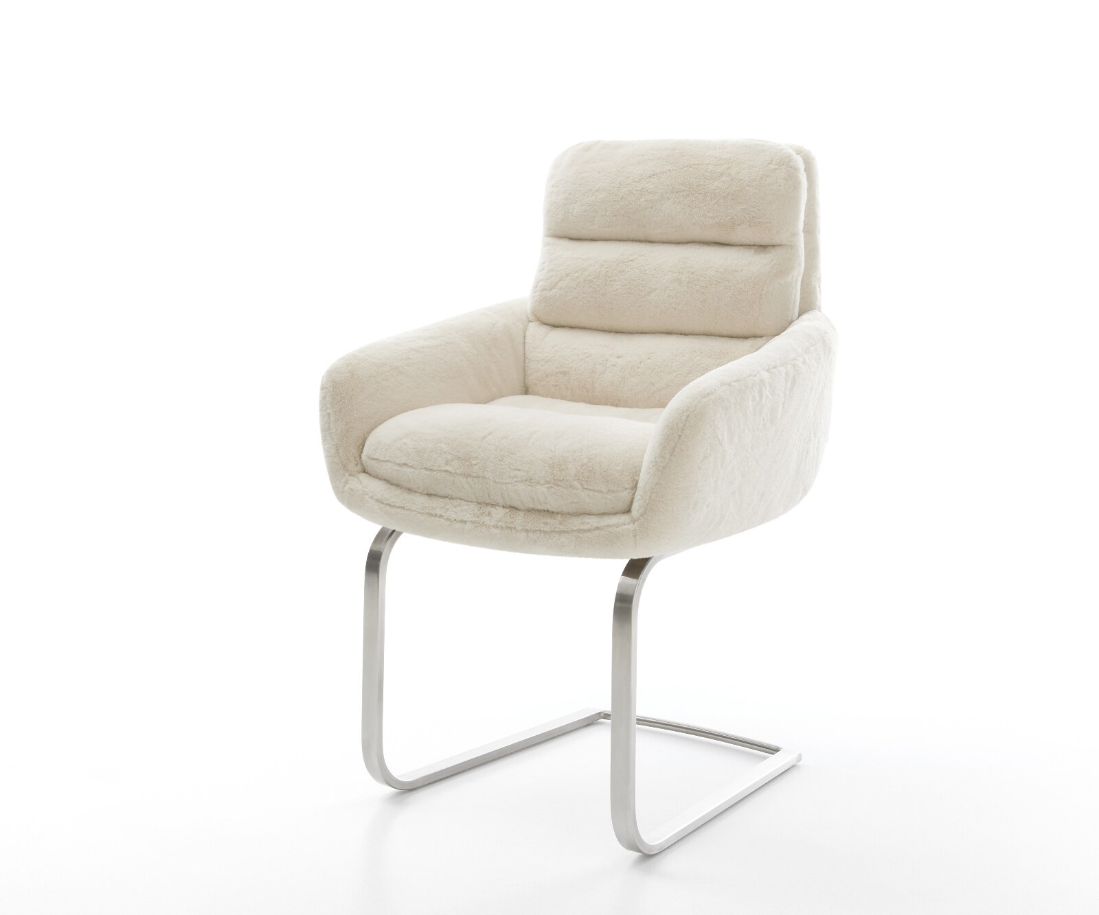 Sledemodel Abelia-Flex met armleuning pluchen crème-wit sledemodel vlak roestvrij staal 1