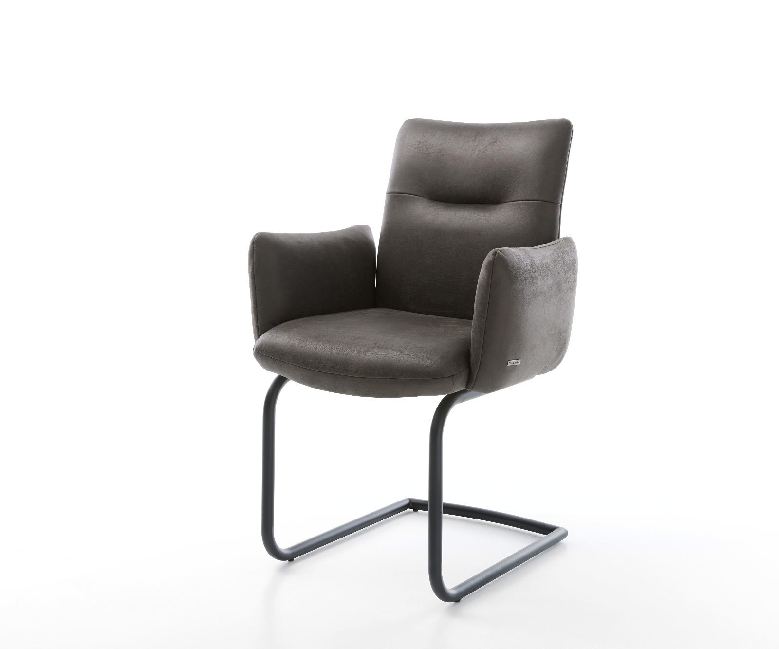 Sledemodel Jova-Flex met armleuning microvelours antraciet vintage sledemodel rond zwart pocketveer kern