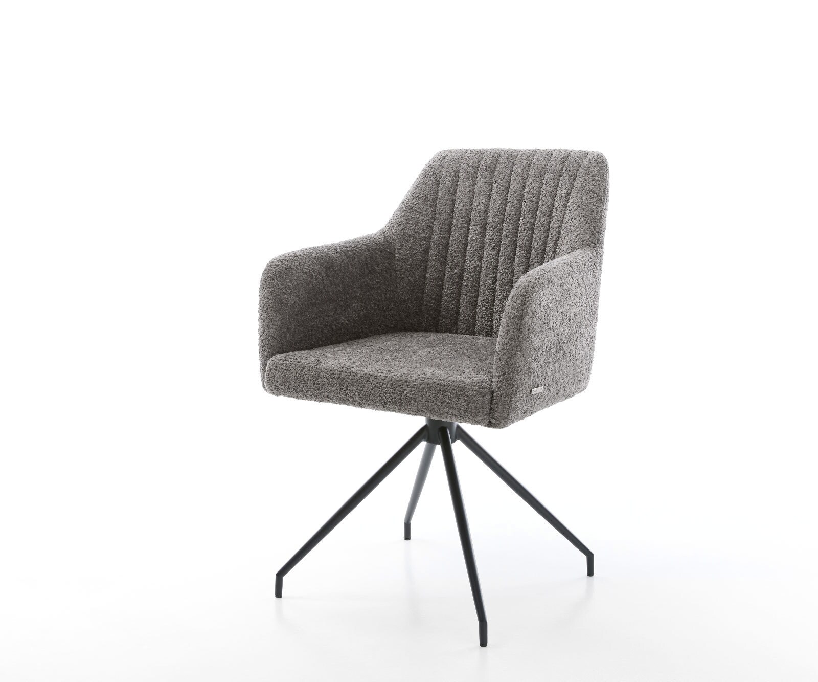 Eetkamerstoel Greg-Flex bouclé grijs kruisframe conisch zwart pocketveer kern