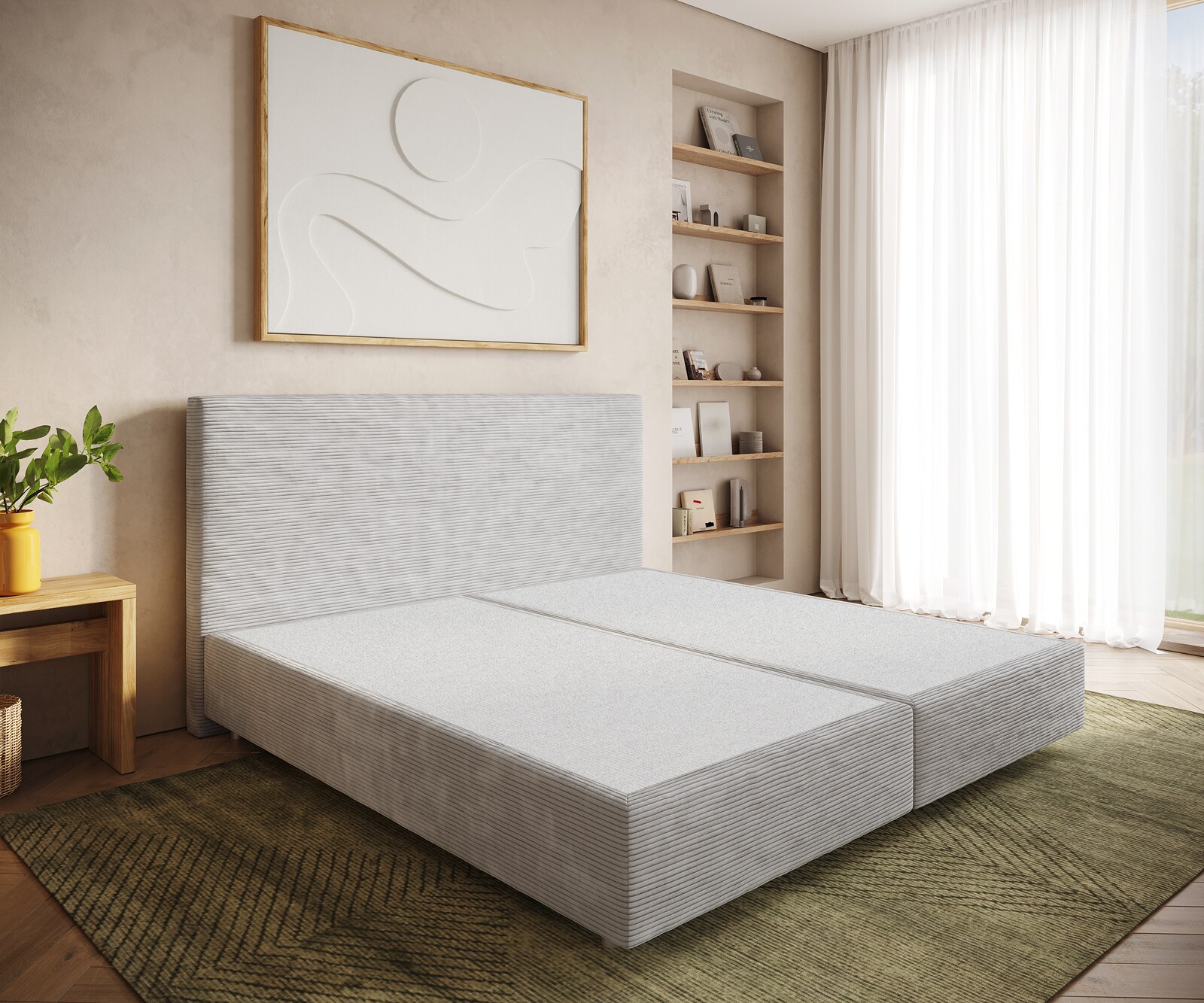 Boxspringframe Dream-Well Koord Zilvergrijs 200x200 cm