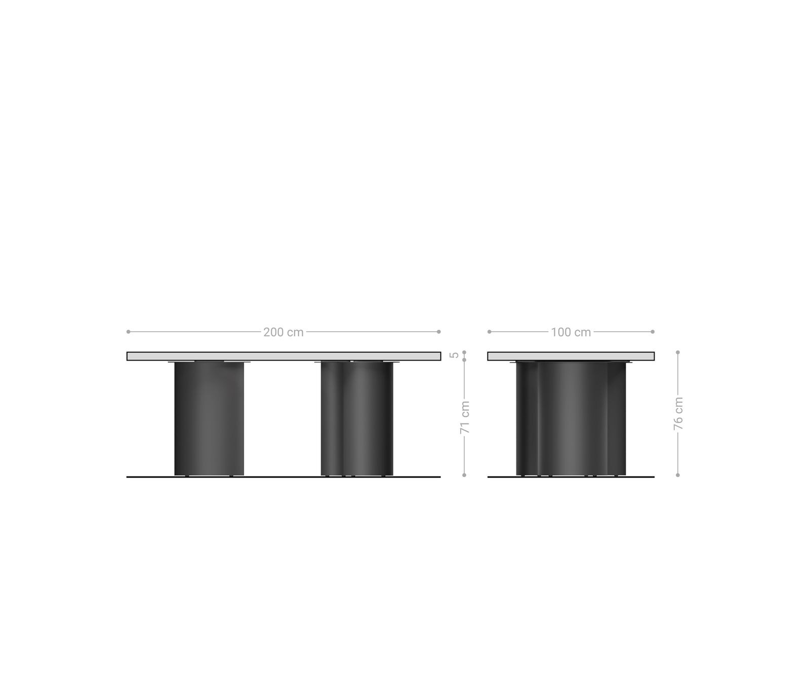 Eetkamertafel Edge 200x100 XL acacia platina Troa roestvrij staal grafiet Live-Edge 8