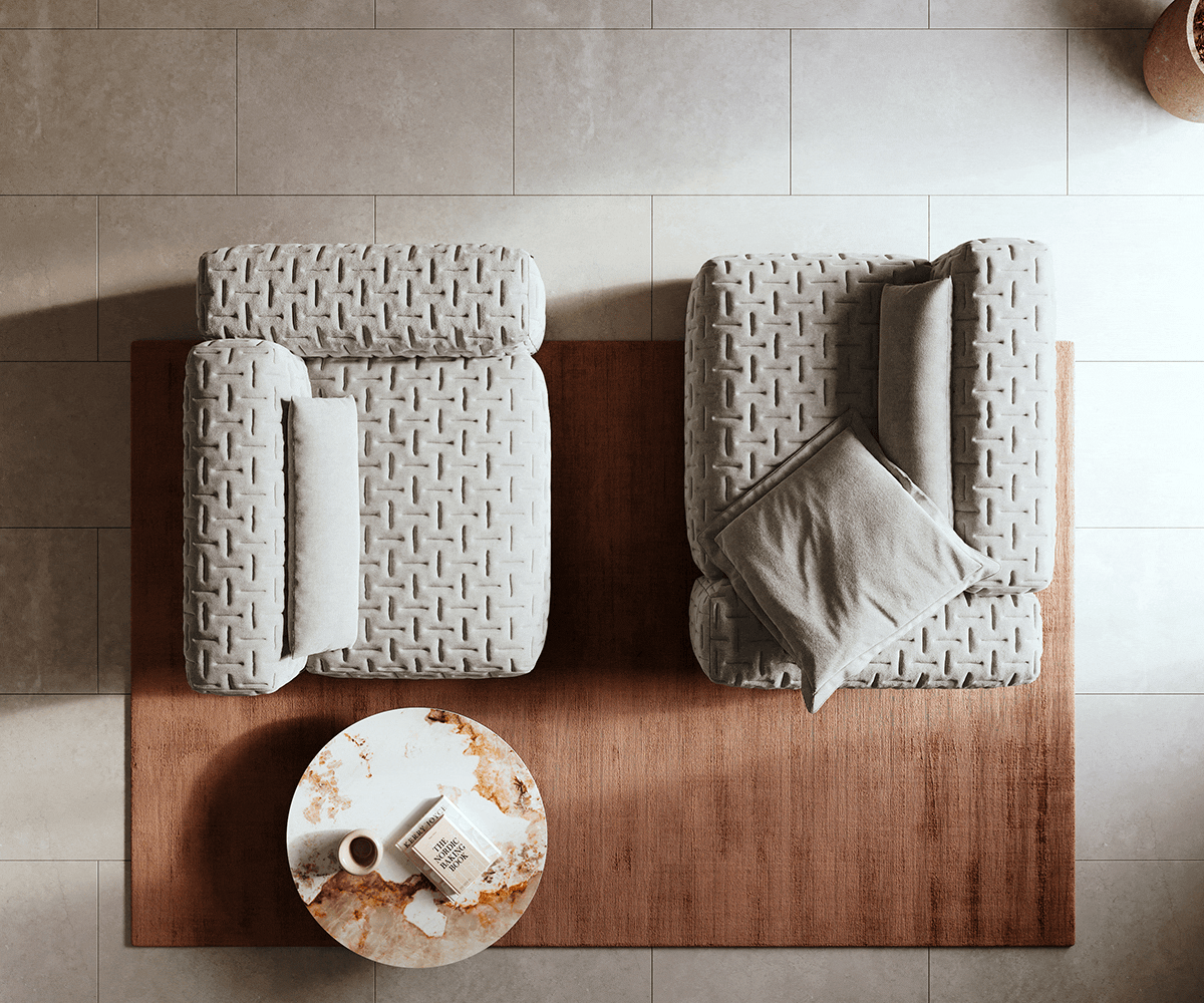 Bigsofa Freestyle 280x110 cm Zachte stof met structuur Grijs gestikt 5