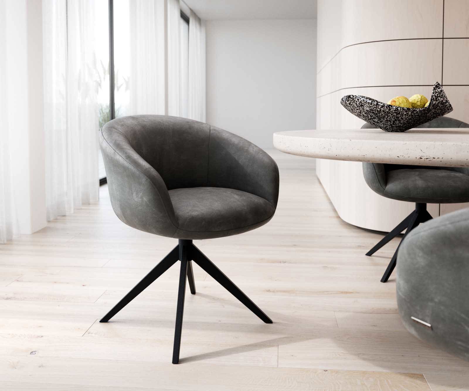 Draaistoel Vinka-Flex met armleuning microvelours antraciet vintage kruisframe breed zwart 360° draaibaar pocketveer kern Draaistoel Vinka-Flex met armleuning microvelours antraciet vintage kruisframe breed zwart 360° draaibaar pocketveer kern