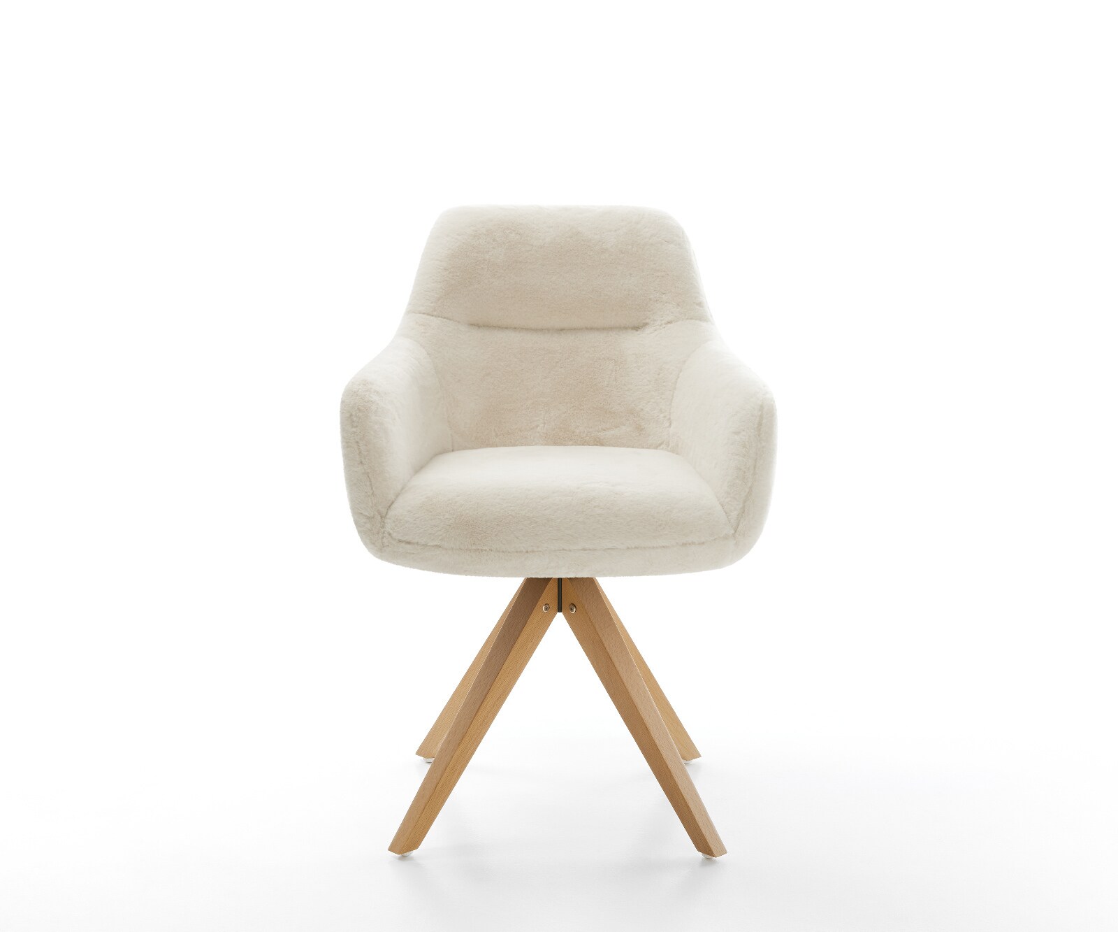 Draaistoel Pejo-Flex pluchen crème-wit houten frame hoekig natuur 360° draaibaar pocketveer kern 2