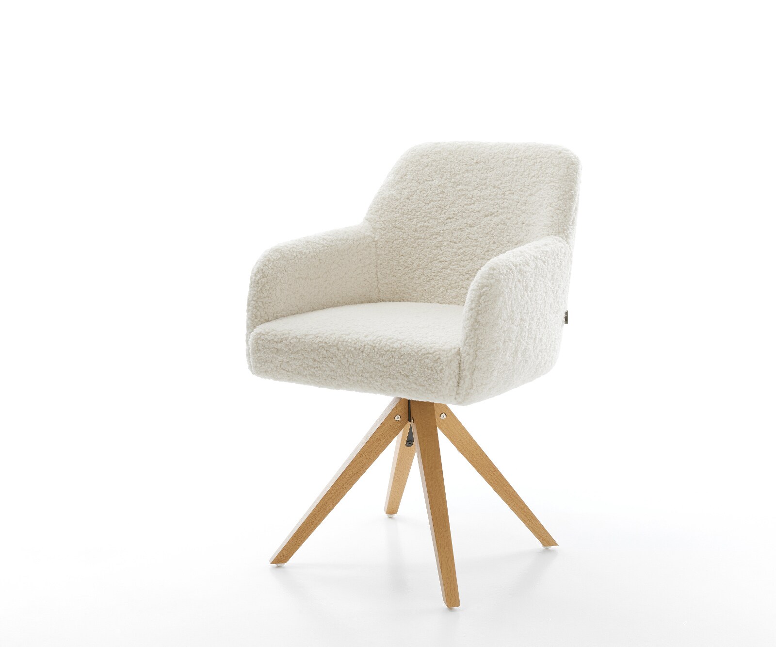 Draaistoel Greg-Flex teddy beige houten frame hoekig natuur 360° draaibaar pocketveer kern 1