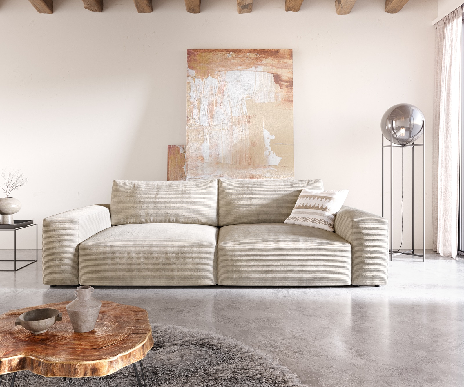 Big-sofa Lanzo XL 270x130 cm corduroy beige 1 Big-sofa Lanzo XL 270x130 cm corduroy beige 1