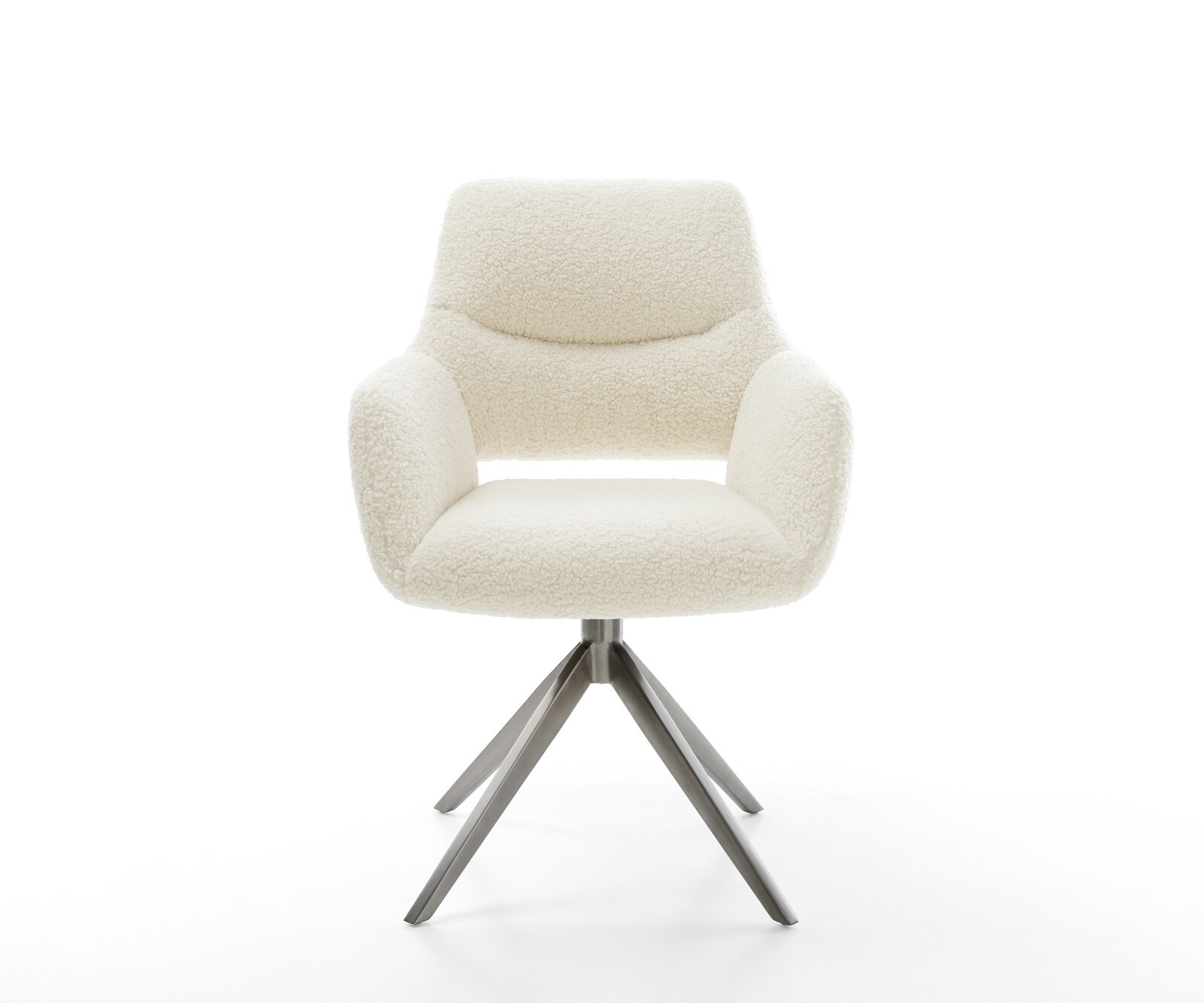 Draaistoel Yago-Flex met armleuning teddy beige kruisframe breed grafiet 360° draaibaar rocker-functie pocketveer kern 2