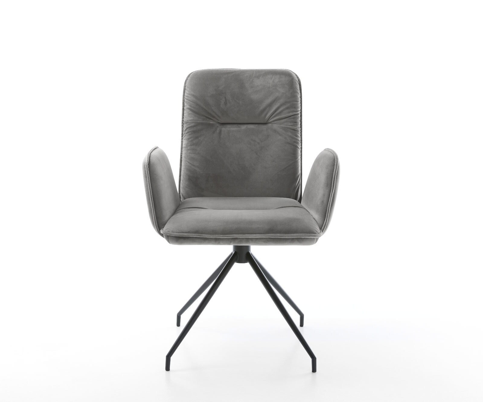 Eetkamerstoel Vinja-Flex fluweel grijs kruisframe conisch zwart 1 Eetkamerstoel Vinja-Flex fluweel grijs kruisframe conisch zwart 1