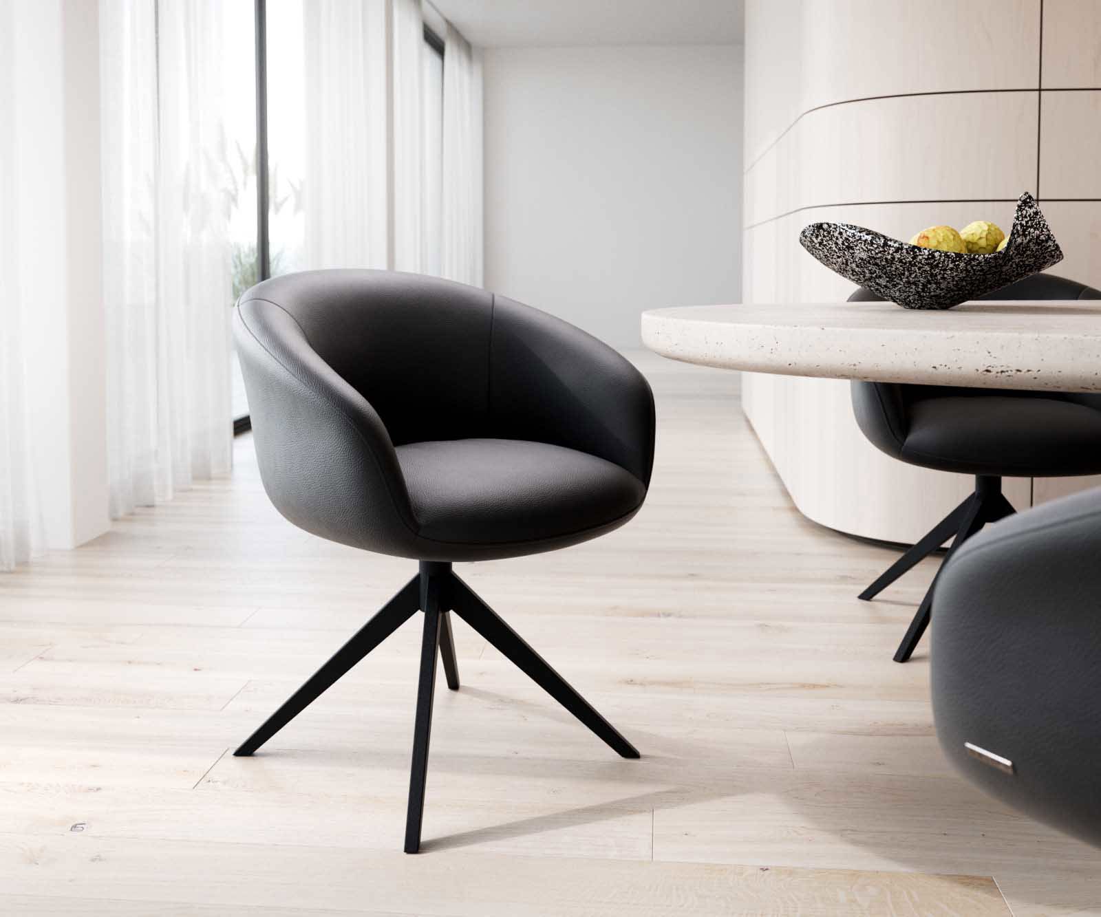 Draaistoel Vinka-Flex met armleuning echt leer zwart kruisframe breed zwart 360° draaibaar pocketveer kern Draaistoel Vinka-Flex met armleuning echt leer zwart kruisframe breed zwart 360° draaibaar pocketveer kern