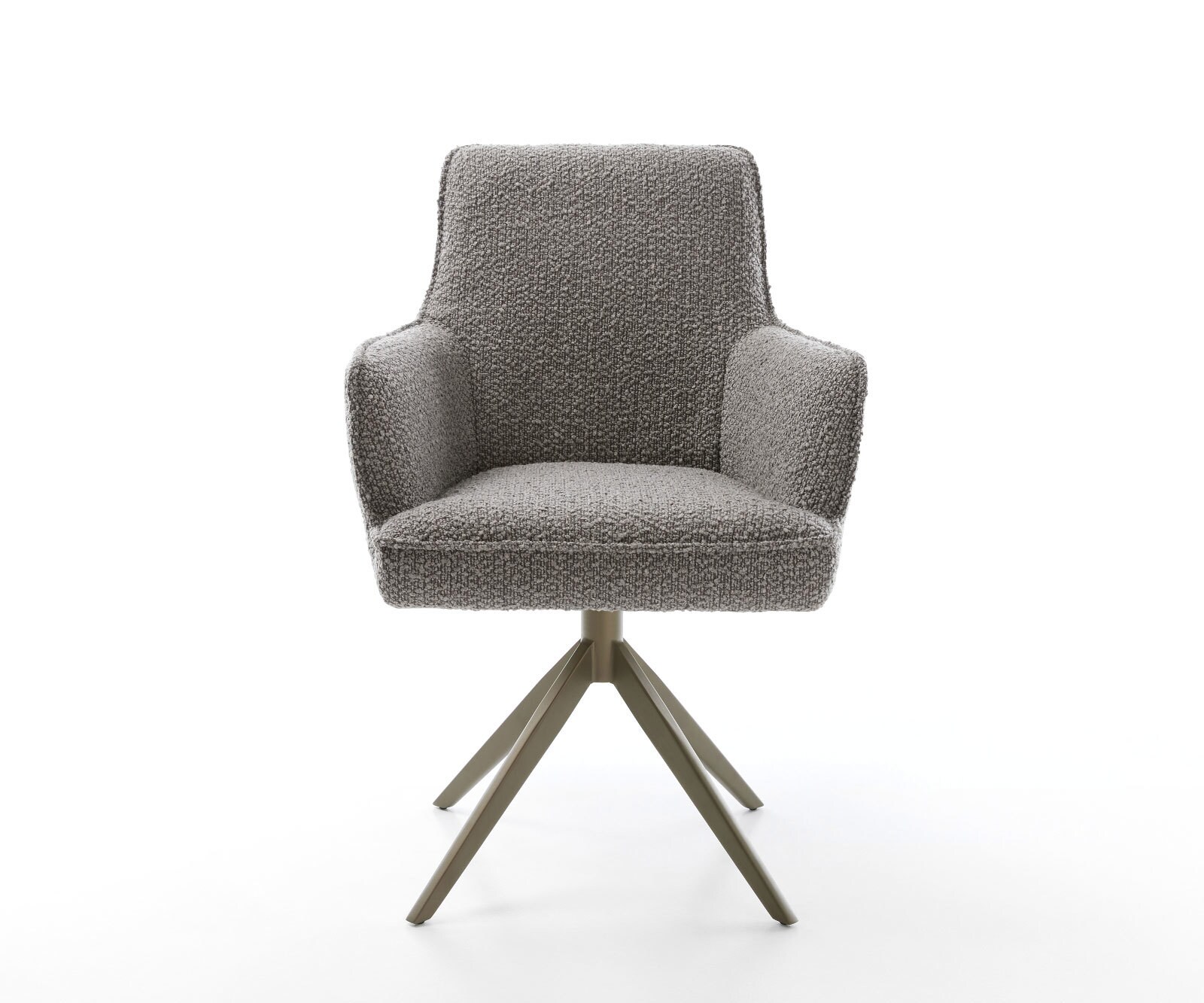 Draaistoel Heira-Flex met armleuning bouclé zilver grijs kruisframe breed afwerking met titanium 360° draaibaar rocker-functie pocketveer kern 1