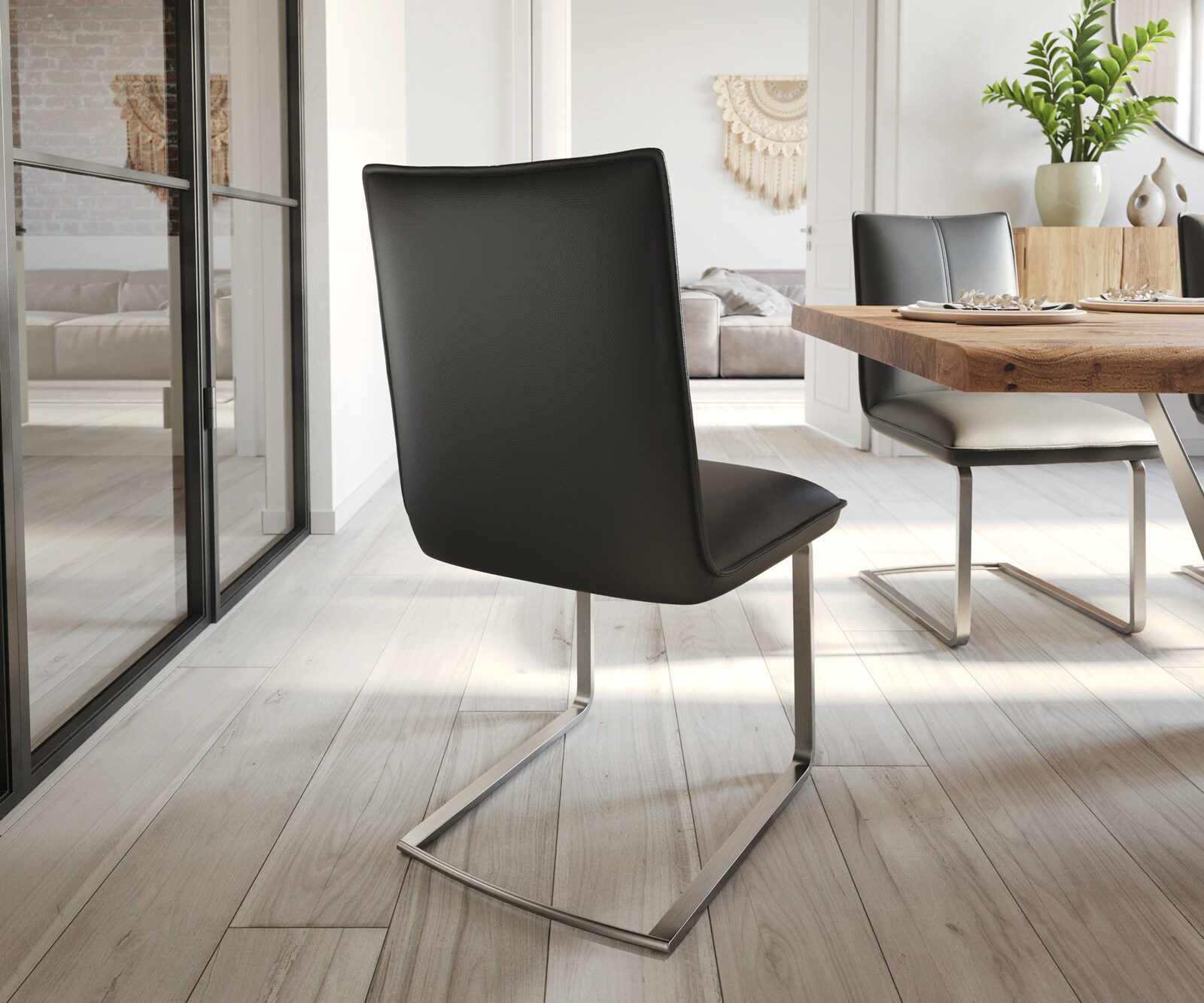 Sledemodel Lelio-Flex echt leer zwart sledemodel vlak roestvrij staal pocketveer kern 4 Sledemodel Lelio-Flex echt leer zwart sledemodel vlak roestvrij staal pocketveer kern 4