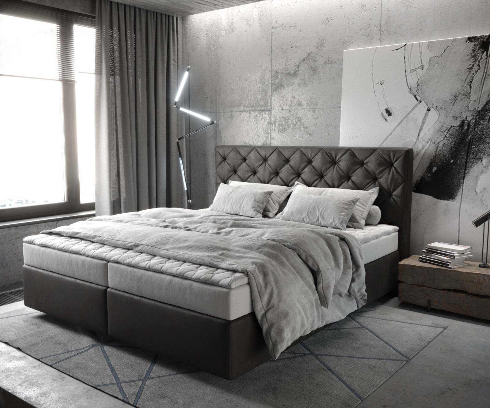 Boxspringbed Dream-Great 180x200 imitatieleer antraciet 1