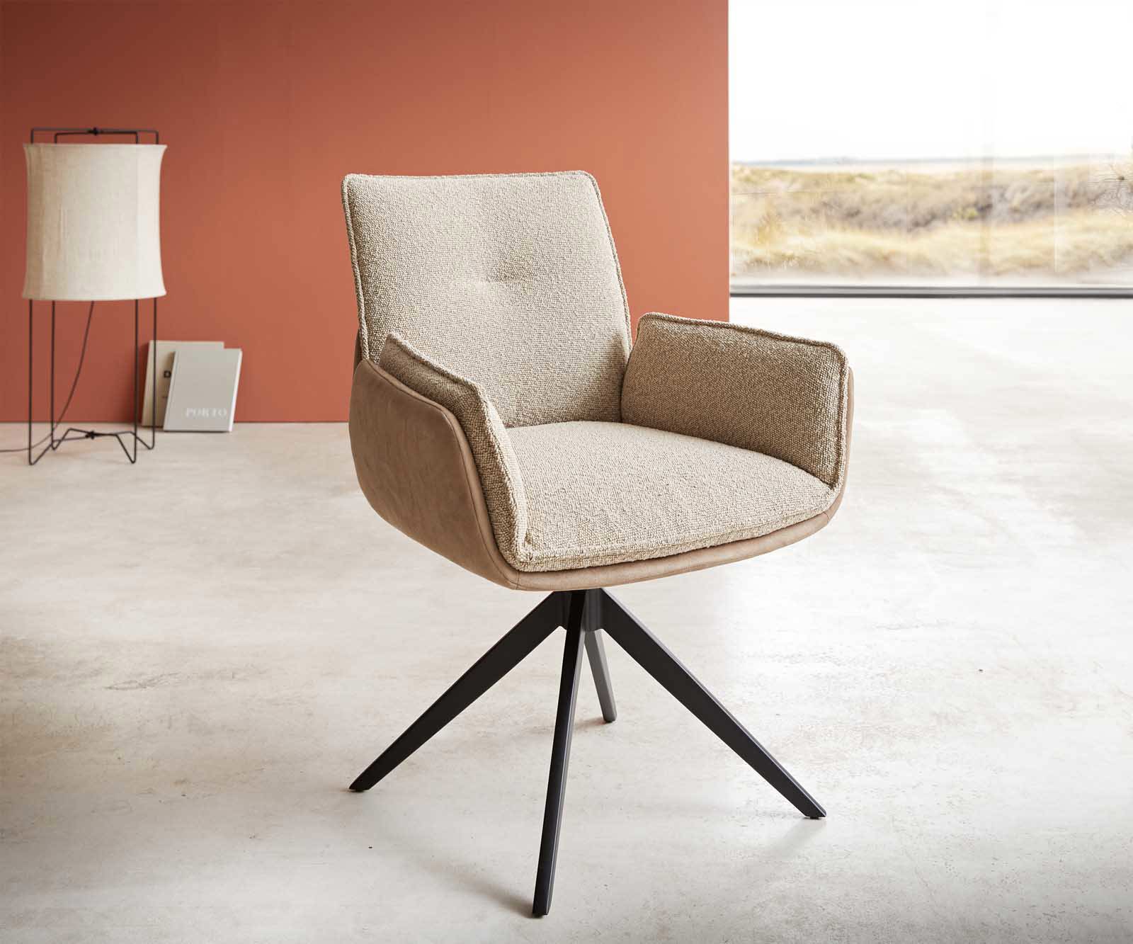 Draaistoel Nela-Flex materiaalmix mud kruisframe breed zwart 360° draaibaar