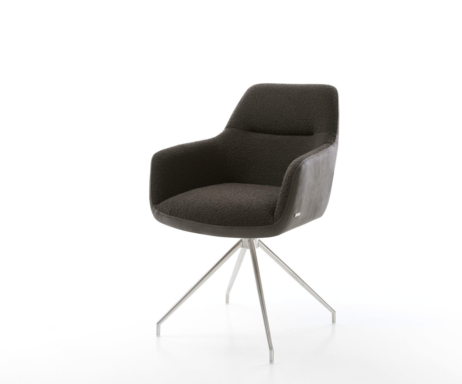 Draaistoel Pejo-Flex materiaalmix zwart kruisframe conisch roestvrij staal 180° draaibaar pocketveer kern