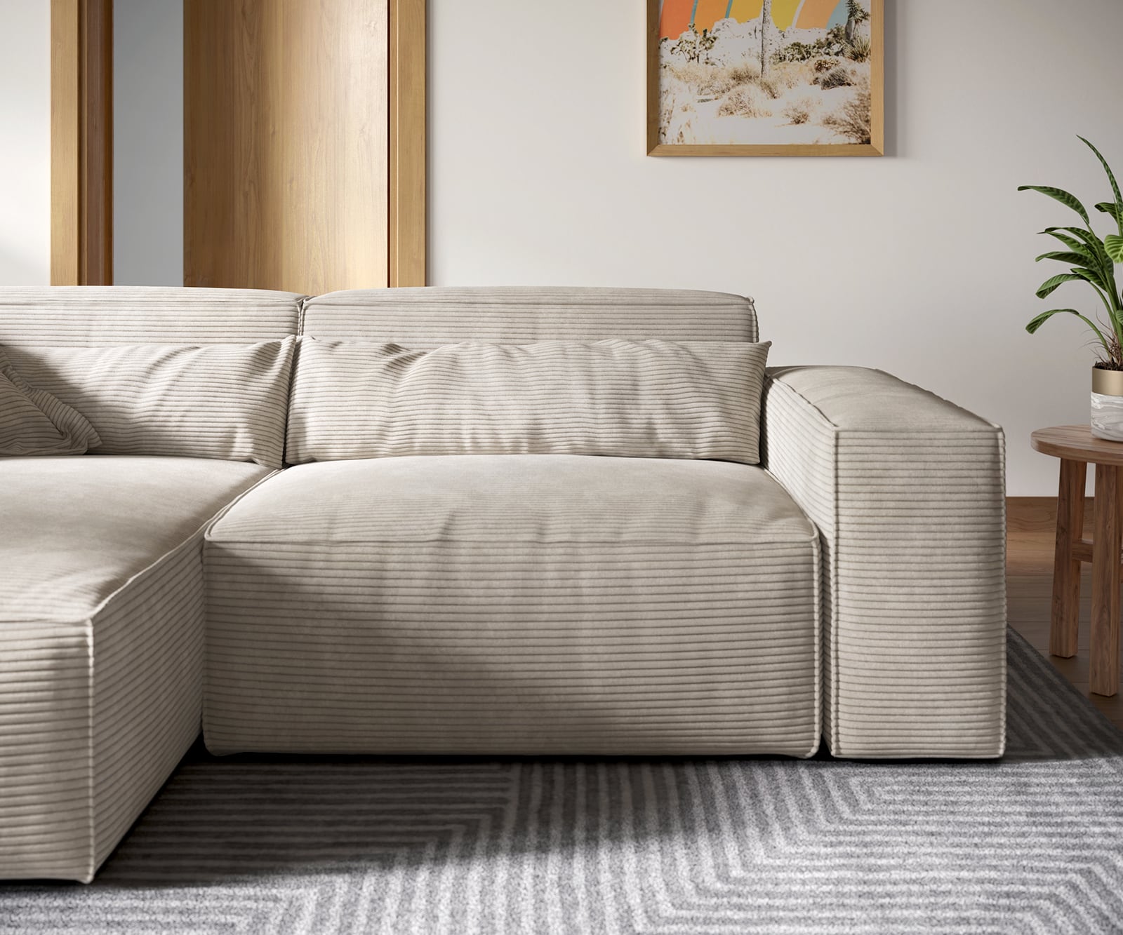 Hoekbank Sirpio XL 270x170 cm koord beige recamiere variabele 4 Hoekbank Sirpio XL 270x170 cm koord beige recamiere variabele 4