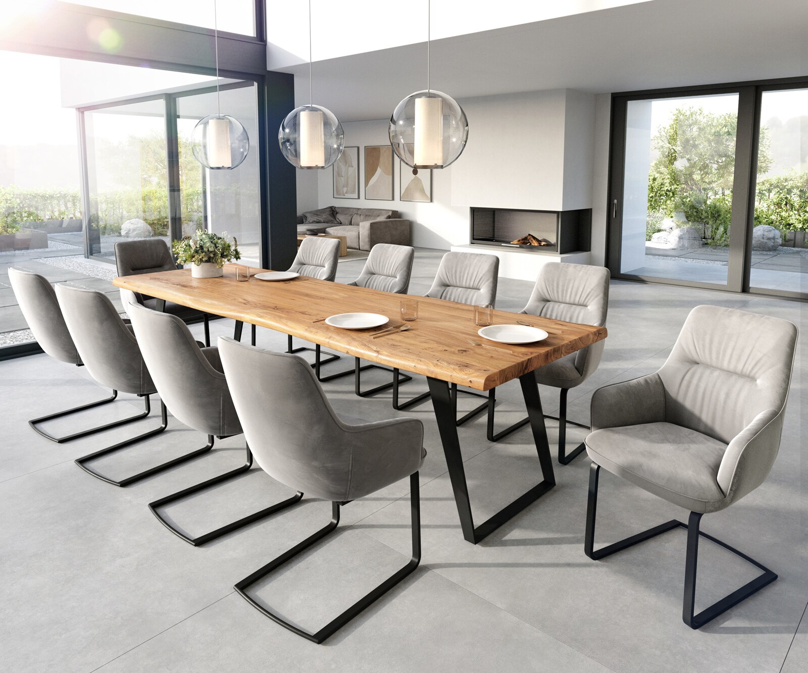 Sledemodel Zelia-Flex met armleuning fluweel grijs sledemodel vlak zwart pocketveer kern 3 Sledemodel Zelia-Flex met armleuning fluweel grijs sledemodel vlak zwart pocketveer kern 3