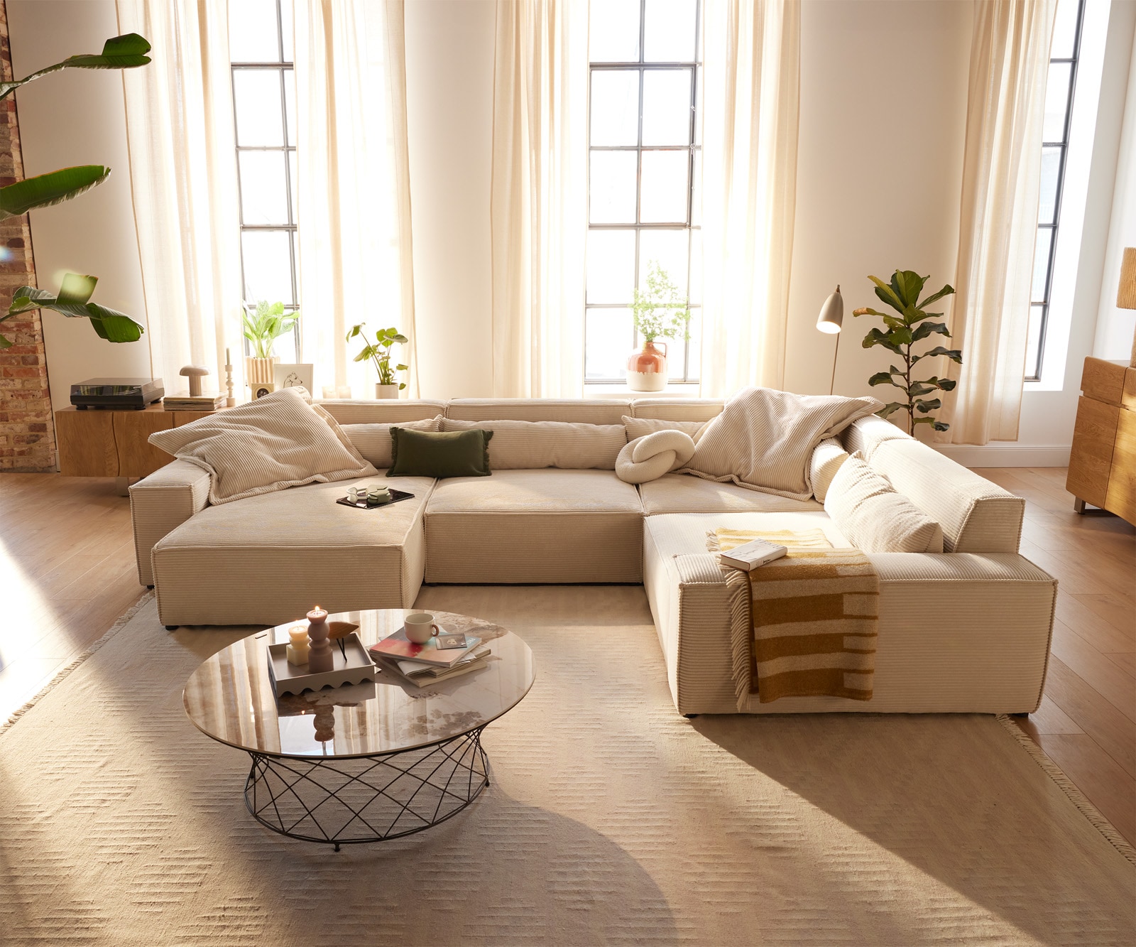 Woonkamer landschap Sirpio XL 360x260 cm Snoer beige recamiere variabel 3 Woonkamer landschap Sirpio XL 360x260 cm Snoer beige recamiere variabel 3