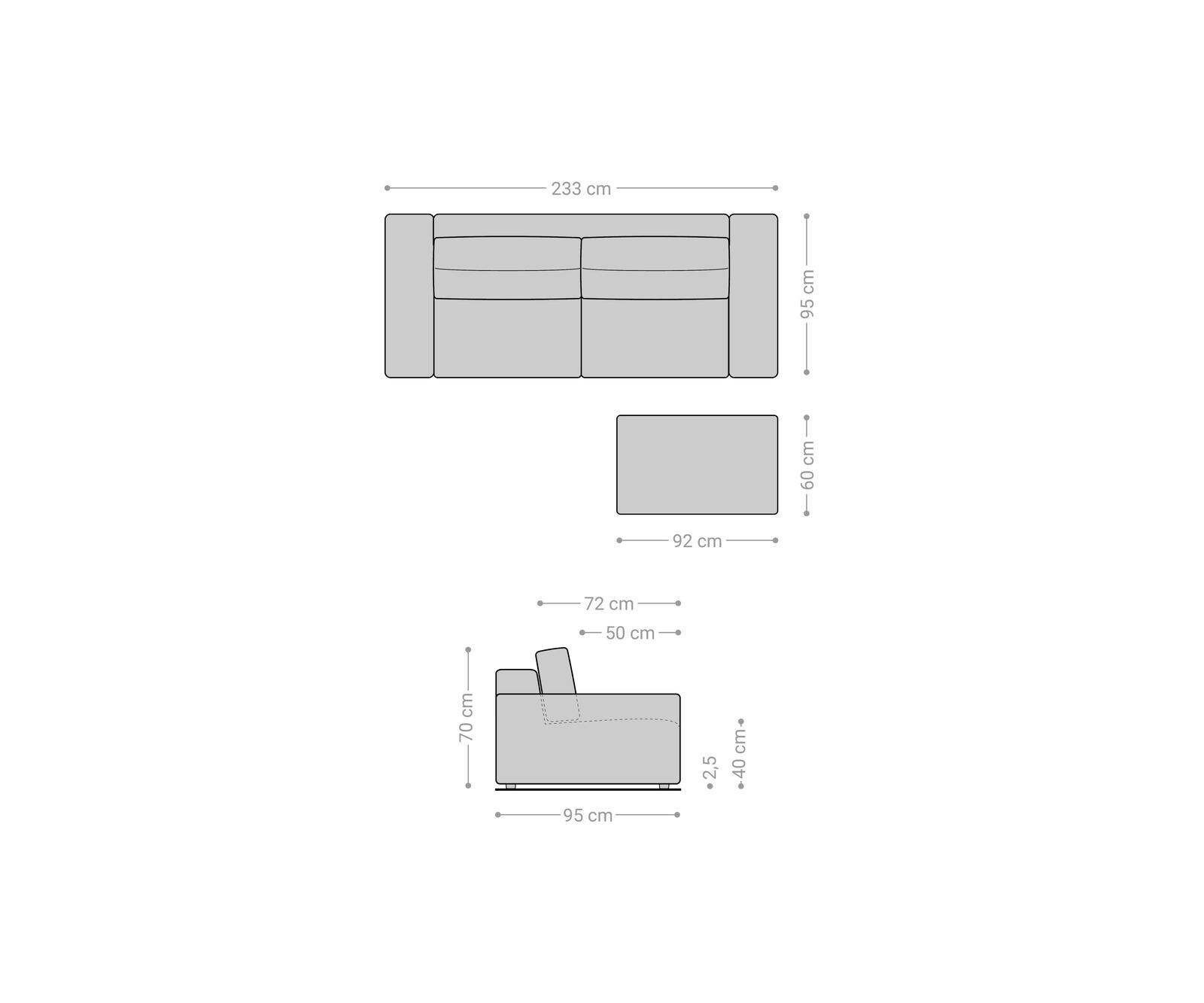 Big-sofa Lanzo 230x95 cm kunstleer vintage antraciet met hocker 7