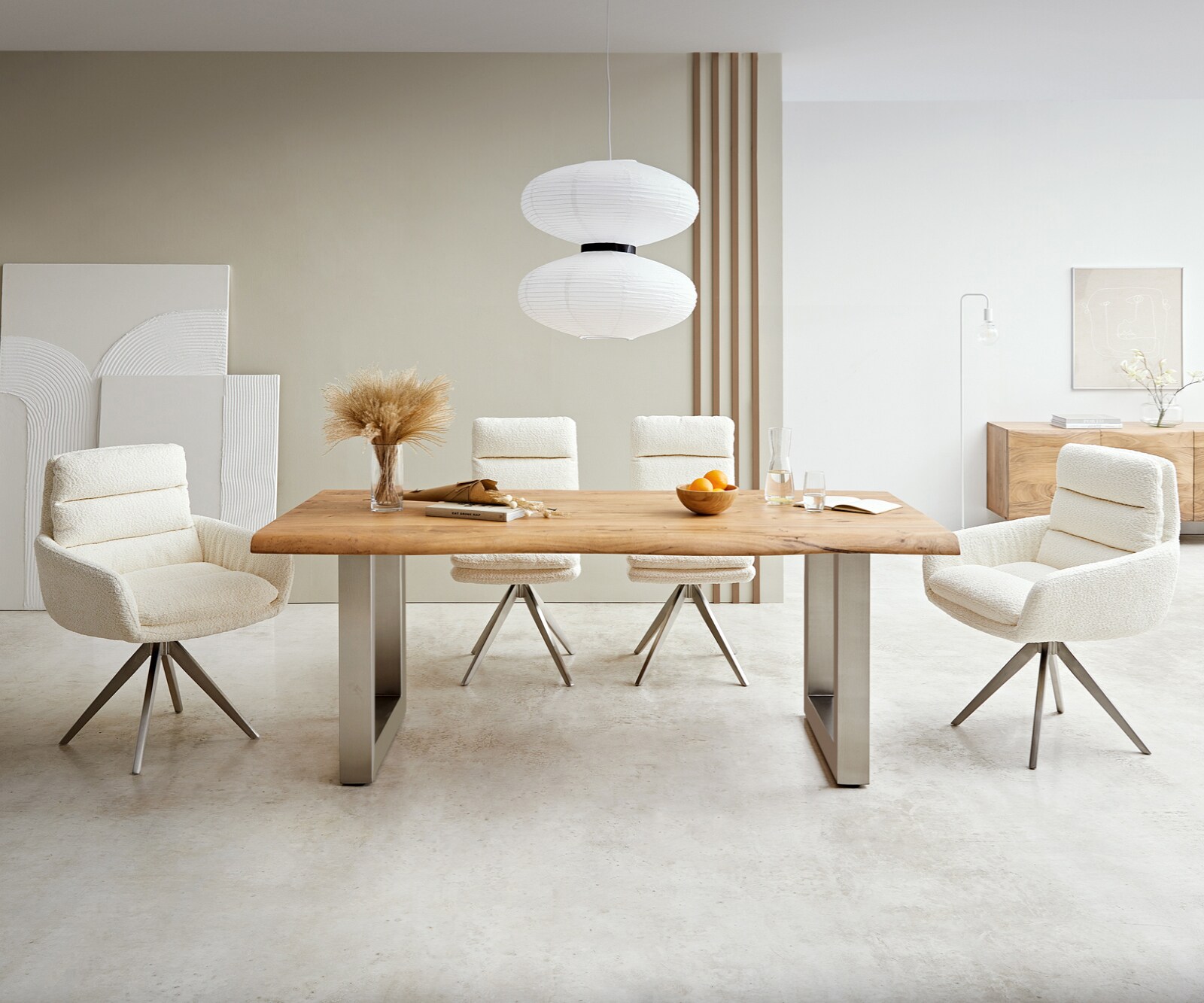 Eettafel Edge 180x90 XL acacia natuur roestvrijstaal breed Live-Edge 1