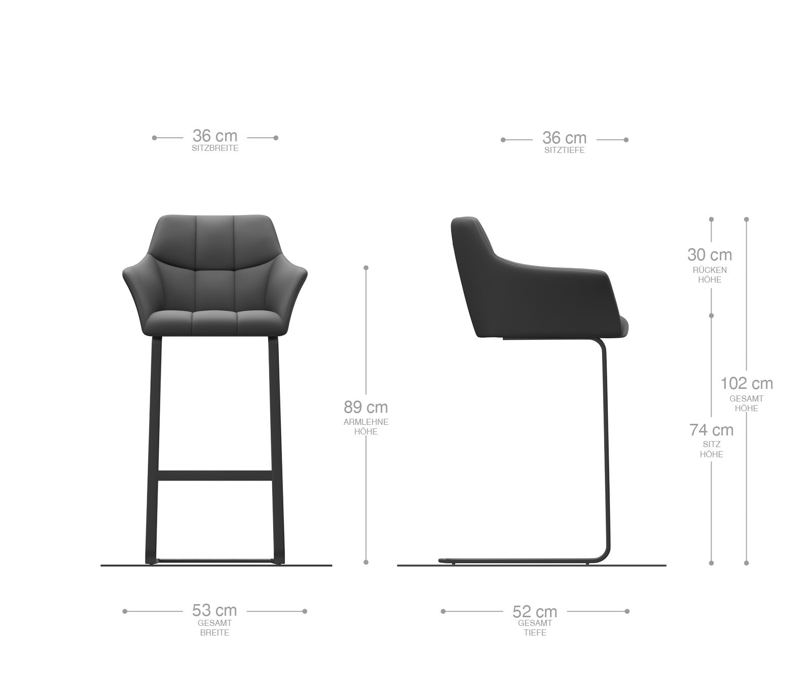 Barstoel Yulo-Flex vintage grijs sledestoel vlak roestvrijstaal 6 Barstoel Yulo-Flex vintage grijs sledestoel vlak roestvrijstaal 6