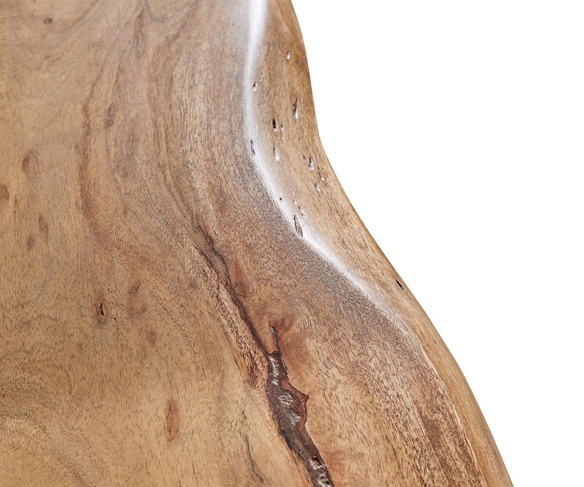 Eettafel Edge 140x90 XL acacia natuur metaal schuin Live-Edge 4