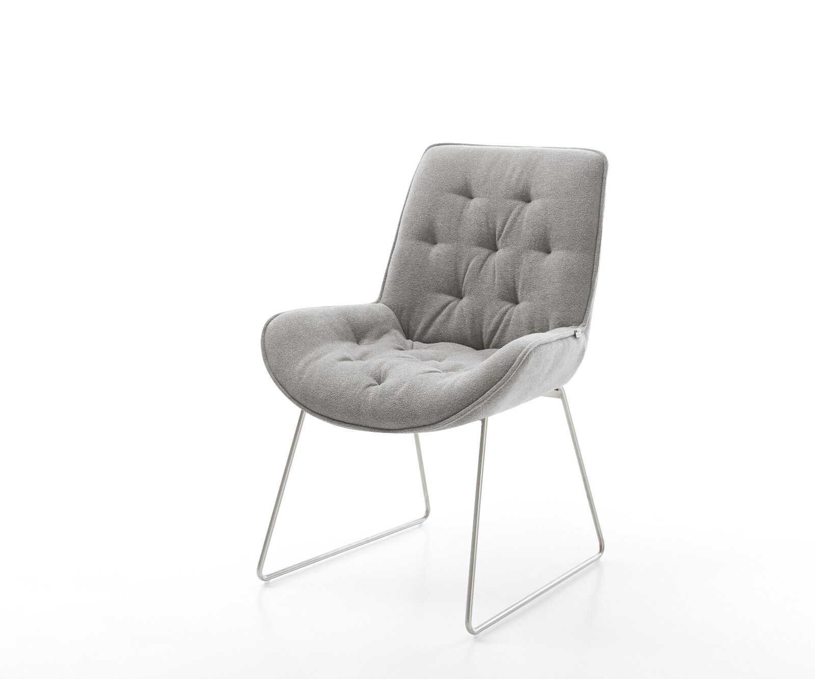 Eetkamerstoel Taimi-Flex zachte stof met structuur grijs slipframe roestvrij staal 1